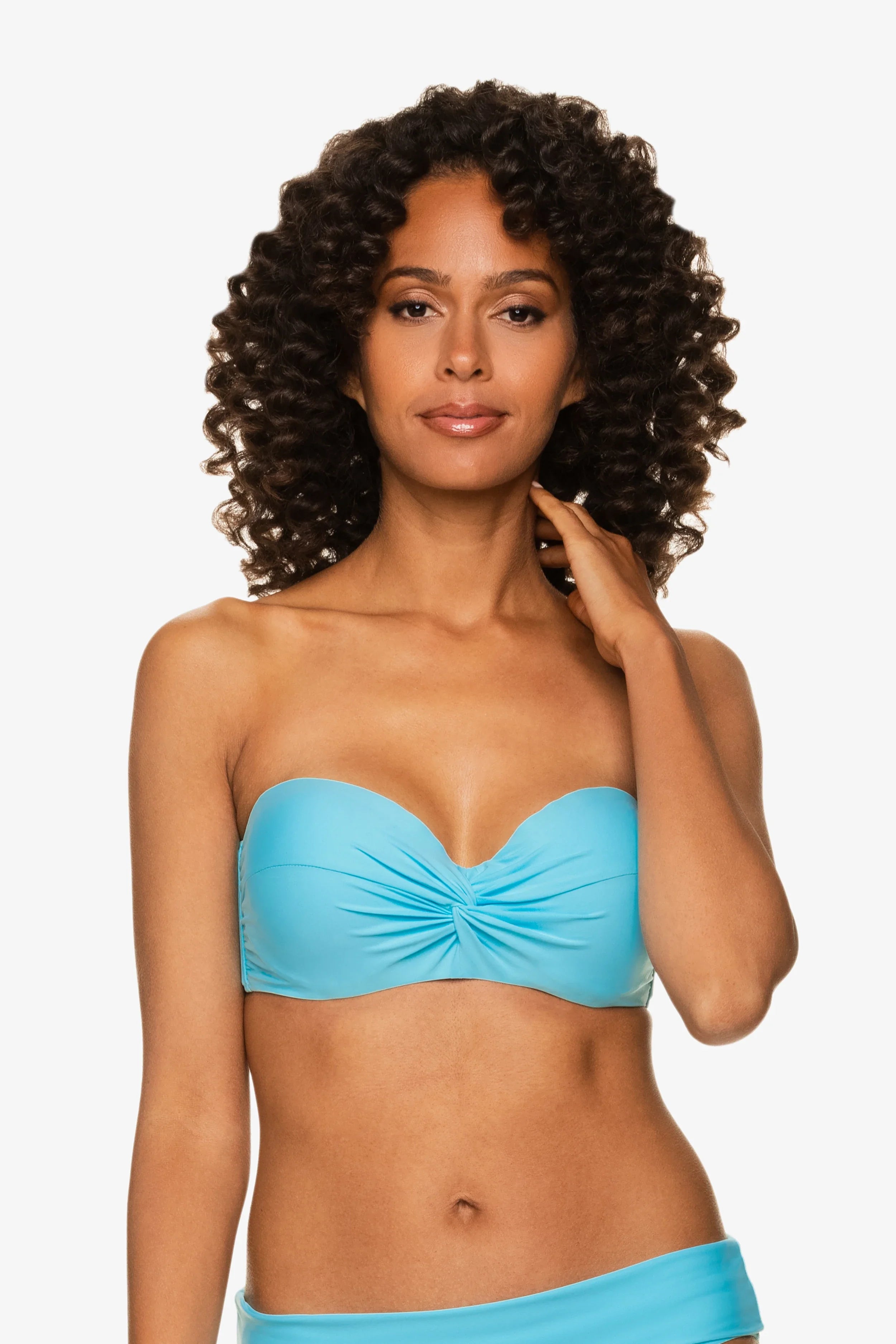 Twist Underwire Bandeau Bra - Sky Blue Push Up Bikini Top for Women | Beach, Pool & Summer Vacation Wear