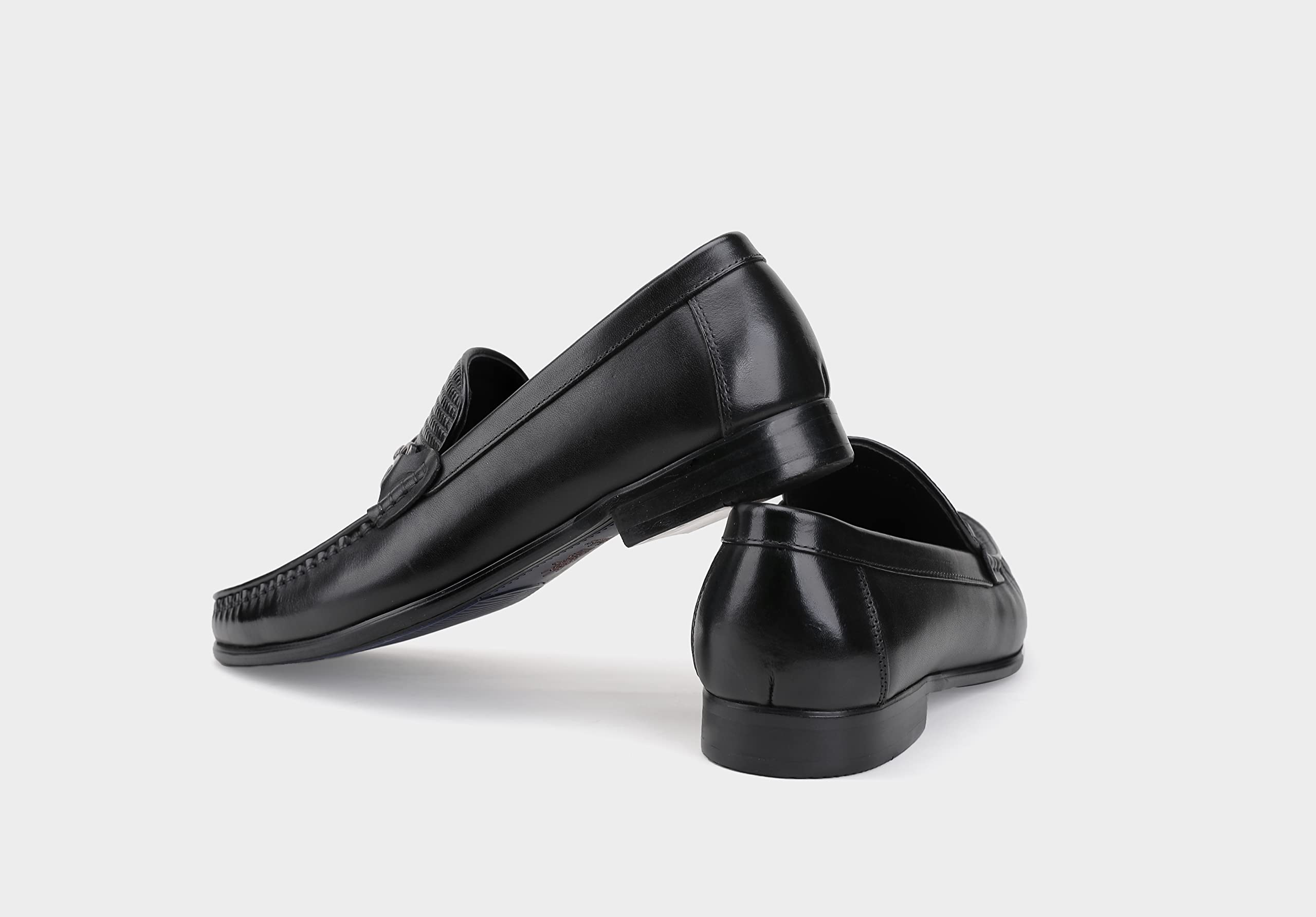 Premium Men's Black Leather Loafers - Handcrafted Dress Shoes for Wedding, Party & Formal Events | Slip-On Penny Loafers with Classic Style & Comfort