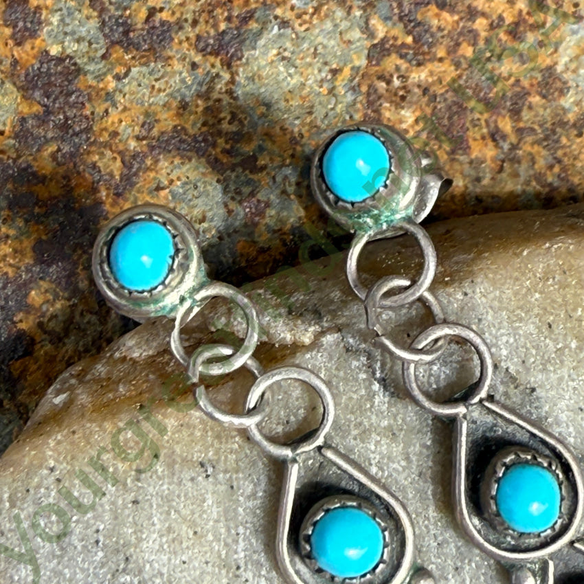 Vintage Navajo Sterling Silver Snake Eye Turquoise Earrings for Women - Handmade Native American Jewelry for Casual Wear & Special Occasions