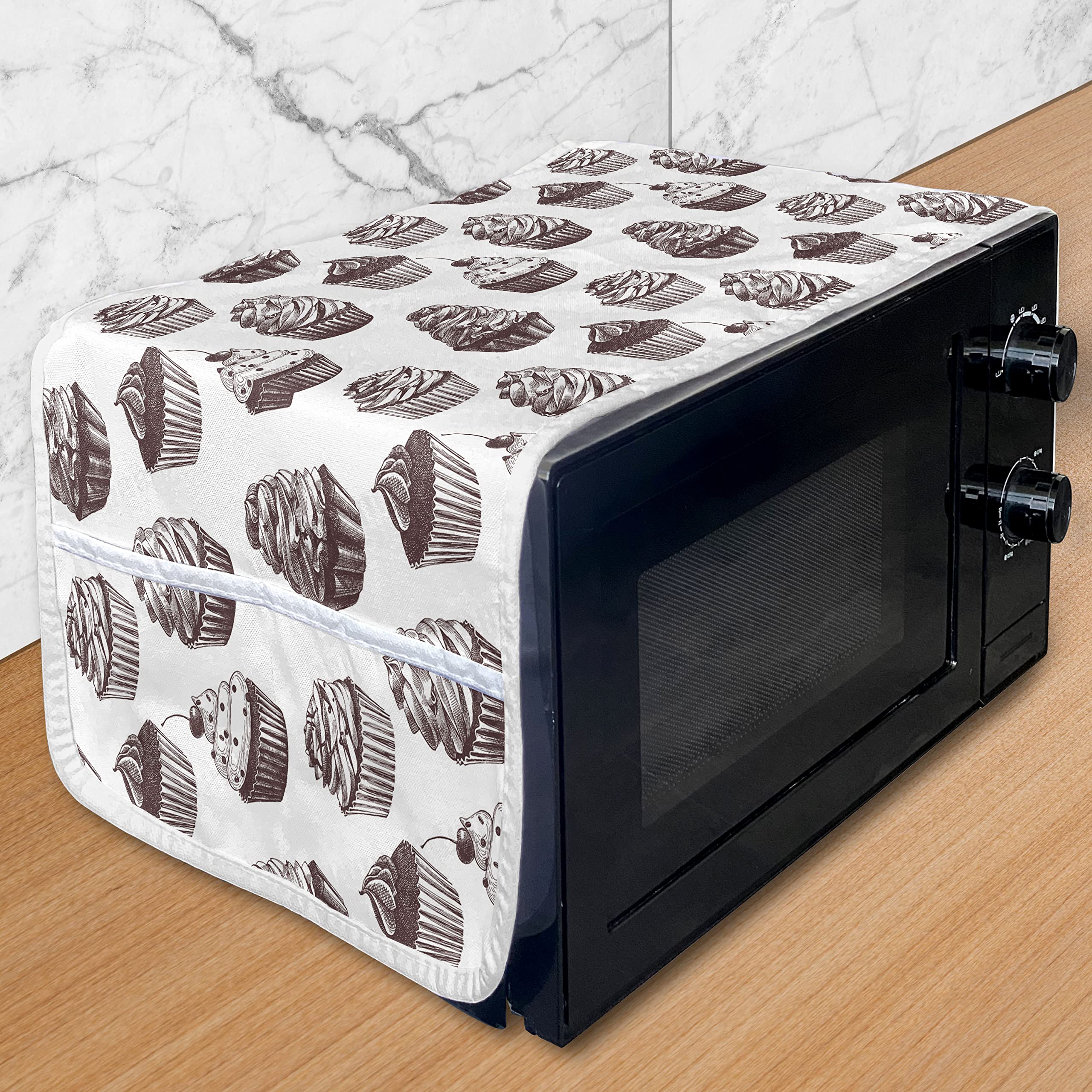 Ambesonne Microwave Oven Cover for Cupcakes - Waterproof Kitchen Organizer with Pockets, 36