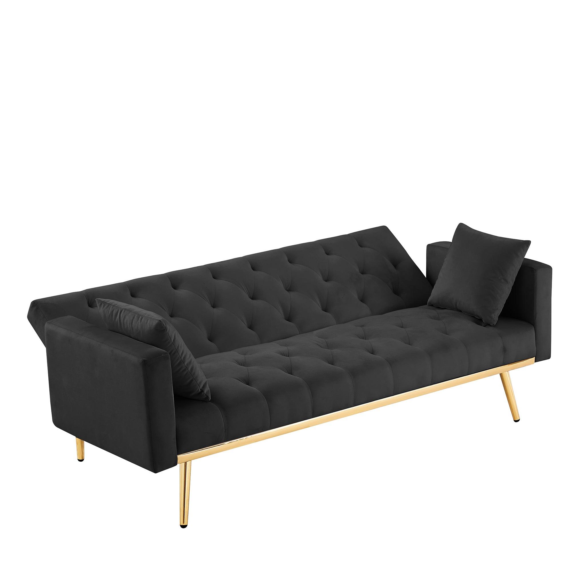 Black Convertible Folding Futon Sofa Bed - Space Saving Sleeper Couch for Small Apartments, Guest Rooms & Compact Living Spaces | Perfect for Studio Apartments, Dorms & Office Lounges