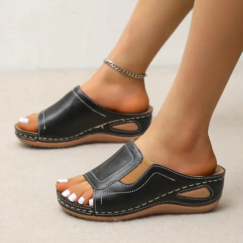 Stretchable Wedge Sandal Shoes for Women - Comfortable Summer Beach Walking Sandals with Arch Support | Perfect for Vacation, Poolside, and Outdoor Activities