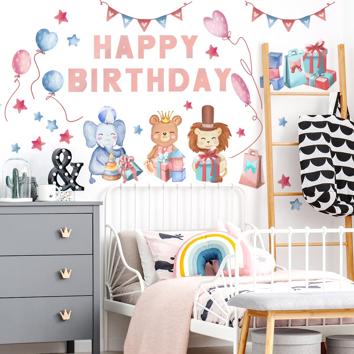 Birthday Party Wall Decals - Adorable Balloon Animal Stickers for Kids Room Decor, Nursery, Classroom & Party Backdrop | Perfect for Baby Showers, Birthday Celebrations & Home Decor
