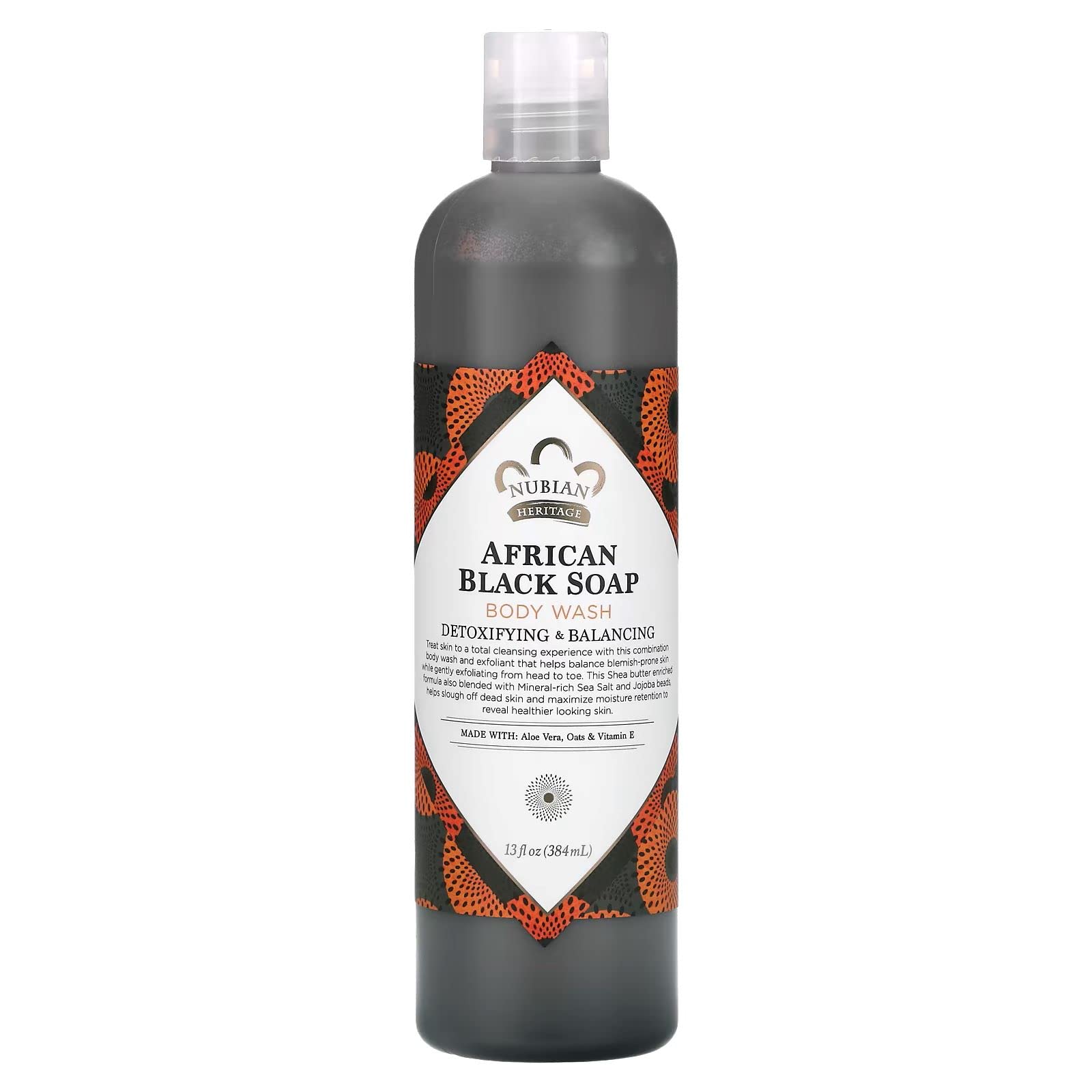 Nubian Heritage African Black Soap Body Wash - Natural & Organic Cleanser for Sensitive Skin - Perfect for Daily Shower, Bath & Spa Relaxation