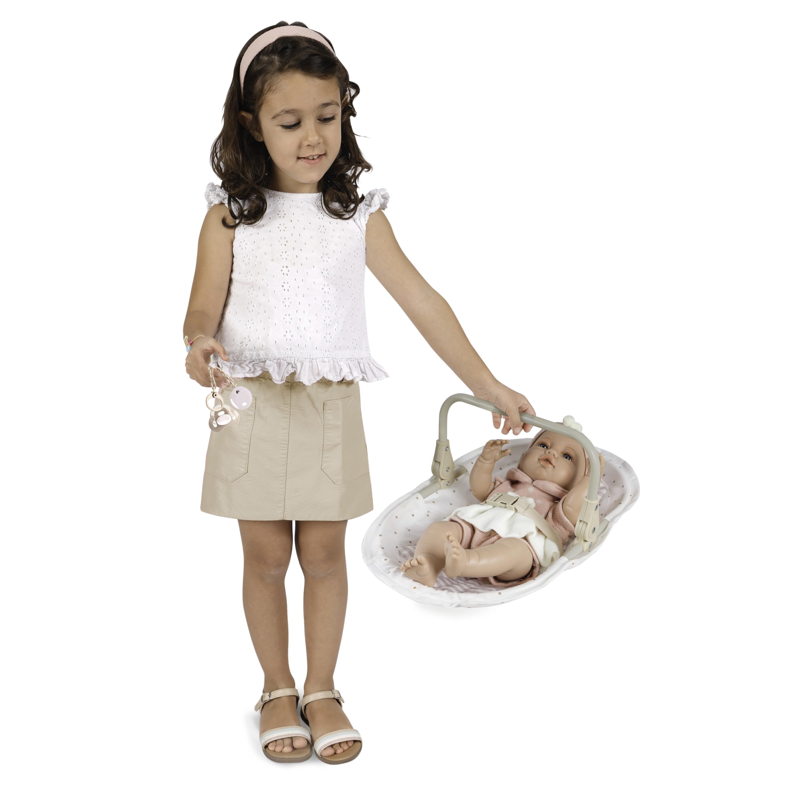 DE CUEVAS TOYS 51578 High Chair for Babies - Beige and White Wooden Feeding Chair with Adjustable Height | Perfect for Dining, Weaning & Playtime