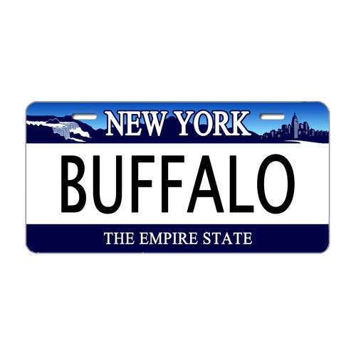 New York Empire State Buffalo Printed Metal License Plate 6x12 Inches - Durable Front & Rear Car Truck Auto Tag with 2 Holes | Perfect for NY Pride, Vehicle Decoration & Collectors