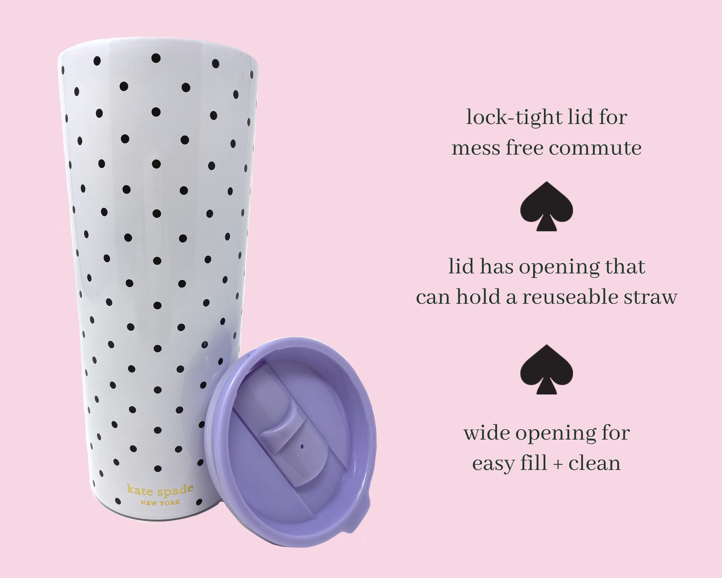 Kate Spade New York 24oz Stainless Steel Travel Mug - Double Wall Insulated Tumbler with Lid, Personalized Initial (Purple) - Perfect for Coffee, Tea & Hot/Cold Drinks On-The-Go