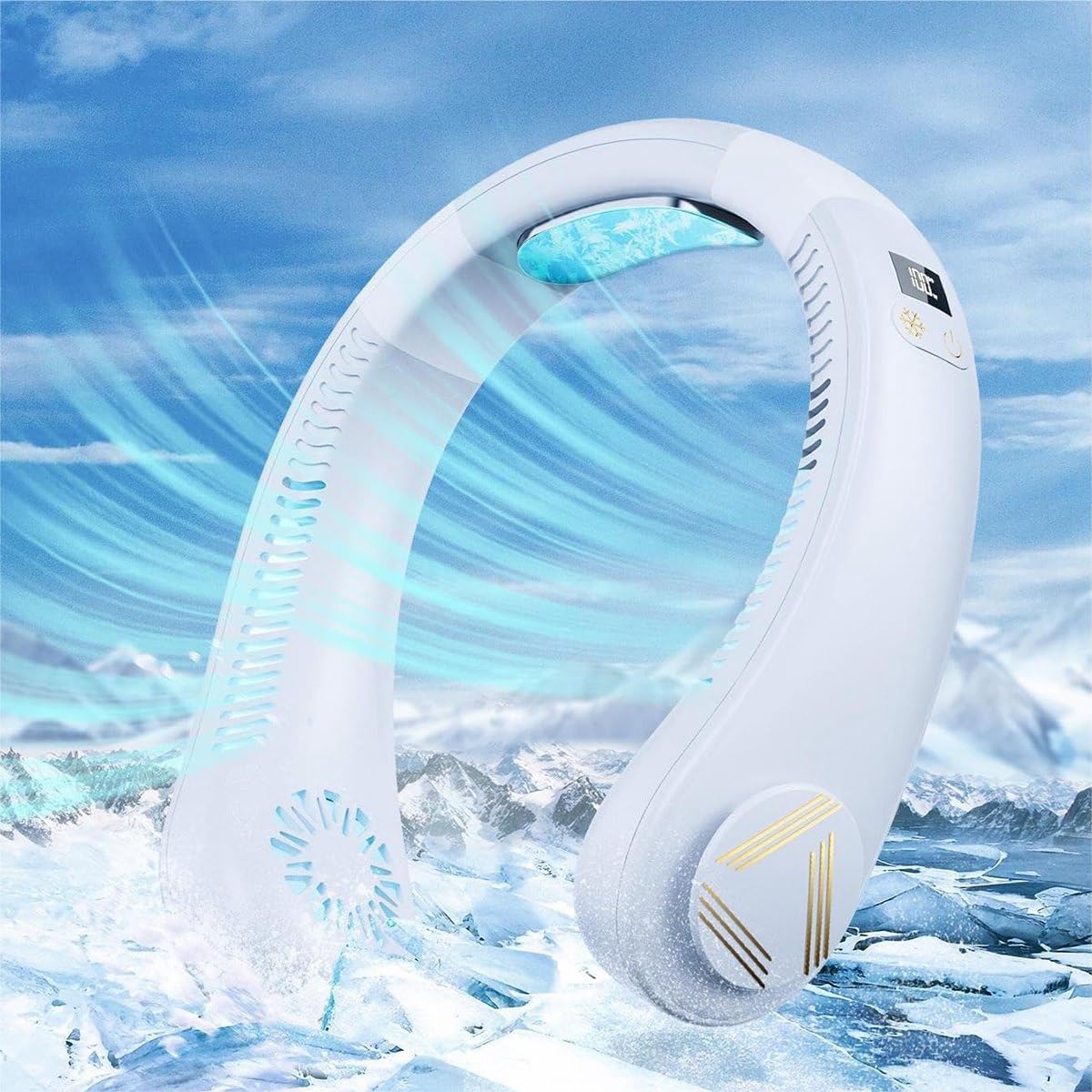 1 PCS Portable Hanging Neck Air Conditioner Fan - 4000mAh Rechargeable Wearable Cooling Fan for Outdoor, Sports, Travel & Office Use