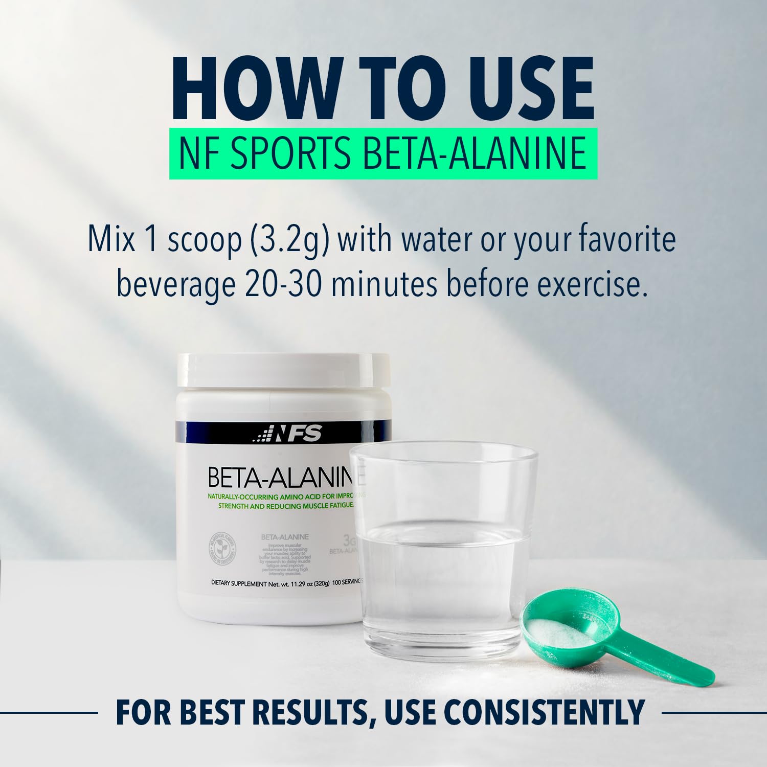 NF Sports Beta-Alanine Powder for Muscle Recovery - 320g (100 Servings) | Reduces Muscle Fatigue, Boosts Carnosine Levels | Unflavored Dietary Supplement with No Artificial Sweeteners | Ideal for Athletes, Gym Enthusiasts & Post-Workout Recovery