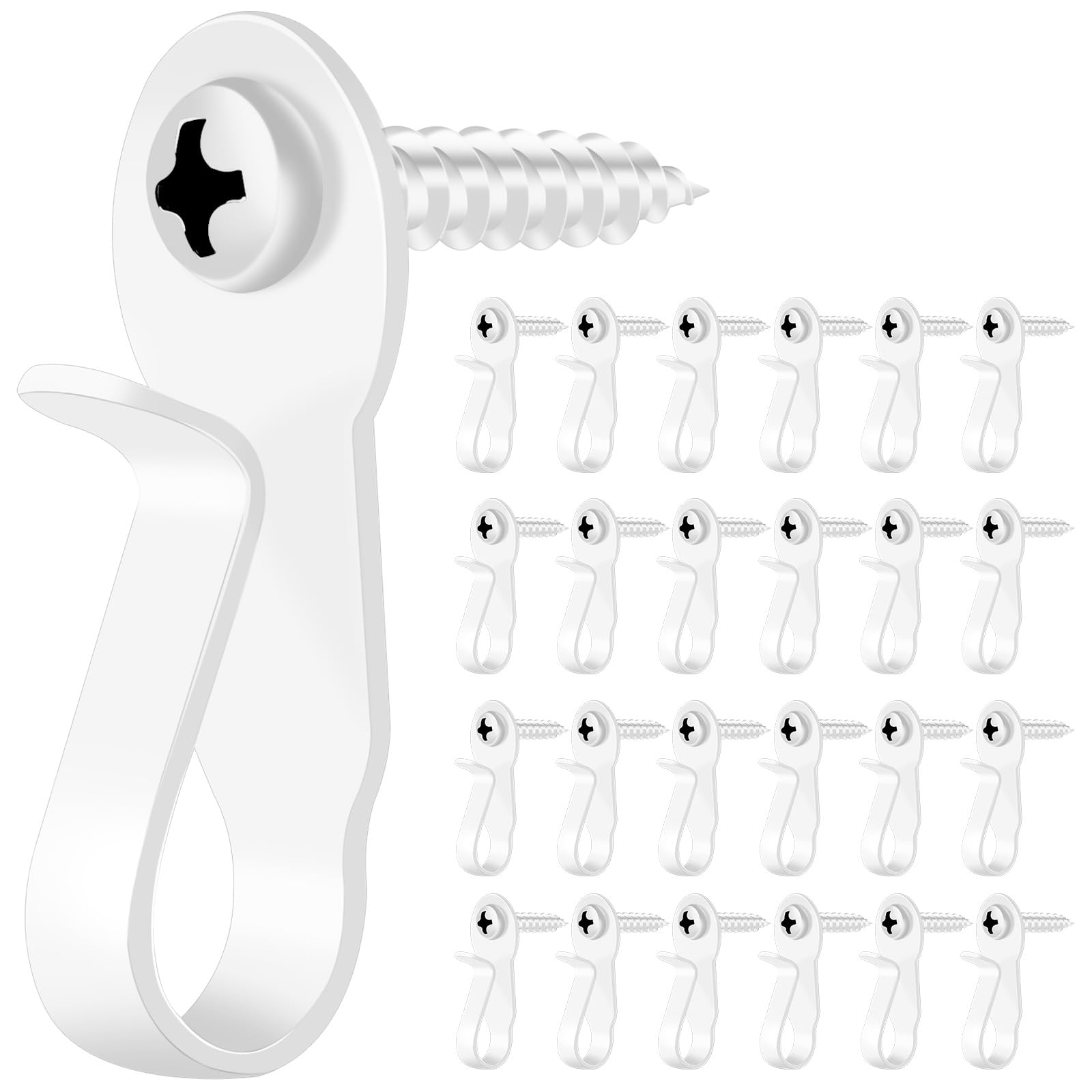 Stainless Steel Christmas Light Clips Hooks - 12 Pack Outdoor Screw-in Hooks for String Lights, Patio Decor, Plants & Wind Chimes | Weatherproof White Small Hooks for Holiday & Garden Lighting