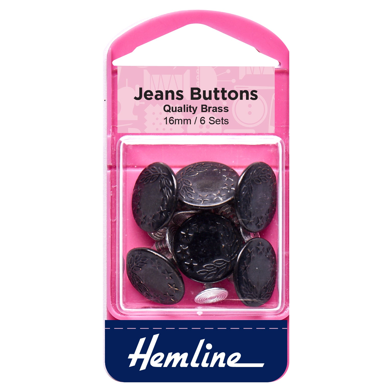 16mm Black Jeans Buttons - 6 Sets for Denim Repair & DIY Clothing Projects - Perfect for Hemlines, Jackets & Jeans Reinforcement