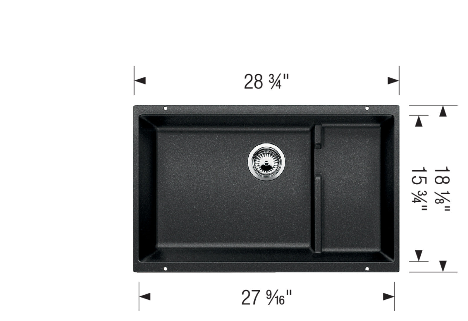 BLANCO PRECIS Cascade Super Single SILGRANIT Kitchen Sink - Durable Stain-Resistant Undermount Sink for Modern Kitchens | Perfect for Cooking, Washing Dishes & Food Prep