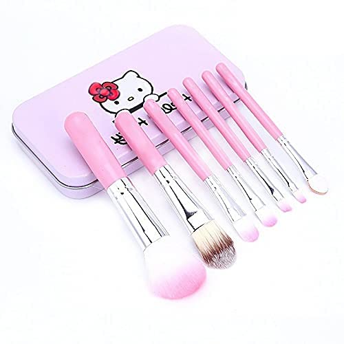 Professional 7-Piece Pink & Purple Travel Makeup Brush Set - Foundation, Eyeshadow, Lip Brushes for Powder, Liquid & Cream Blending | Perfect for On-the-Go Makeup & Travel Cosmetics Organization