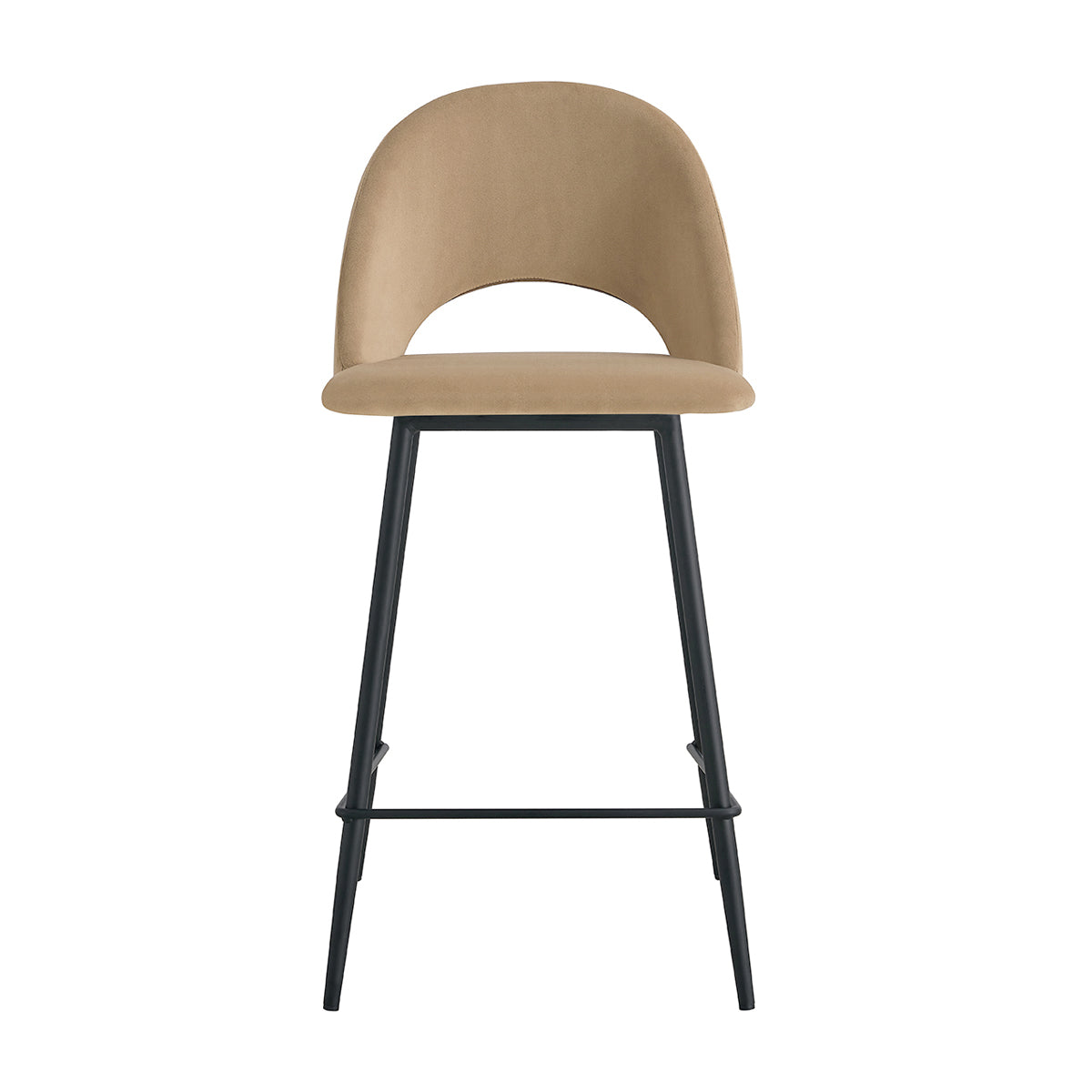 Asta Velvet Bar Stool Set of 2 - Modern Upholstered Counter Height Stools with Chrome Legs for Kitchen Island, Breakfast Bar & Home Decor