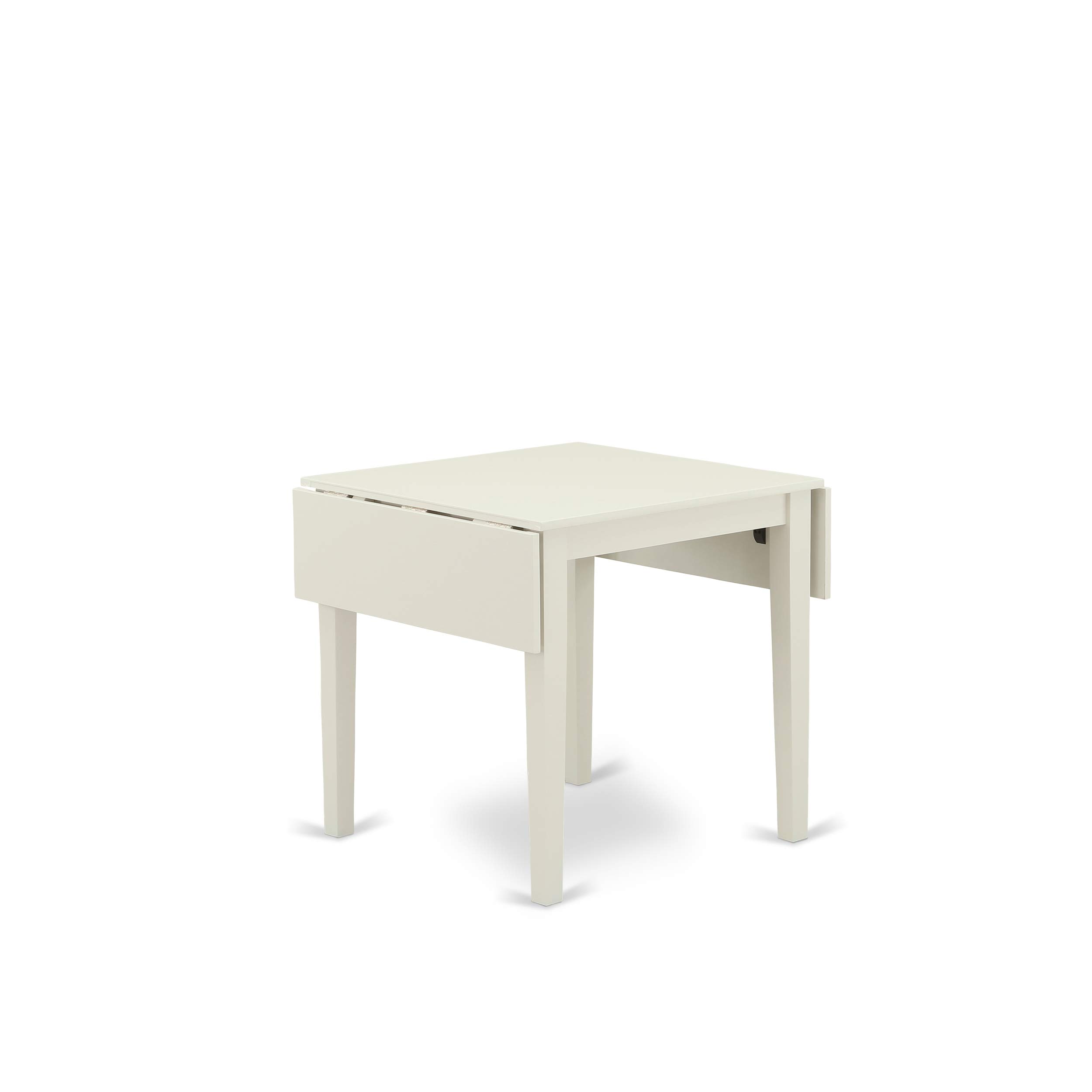 East West Furniture NDDA3-LWH-W 3-Piece Kitchen Table & Chairs Set - 30x48 Inch Rectangle Dining Table with Drop Leaf & 2 Matching Chairs in Linen White | Perfect for Small Spaces, Breakfast Nooks & Cozy Dining Areas