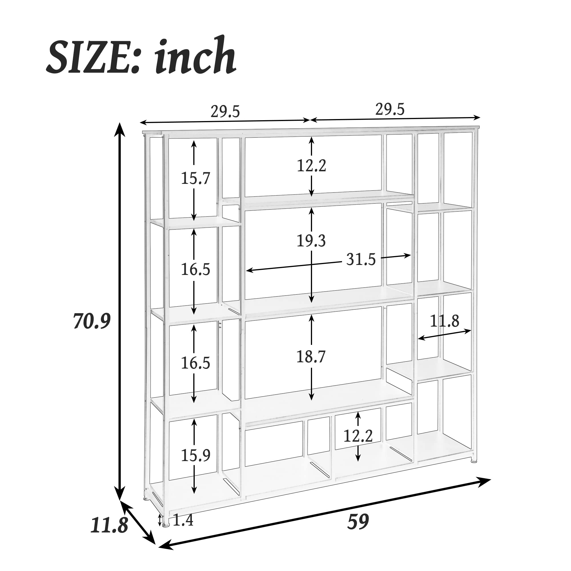 Merax 5-Tier Bookcase - 70.9