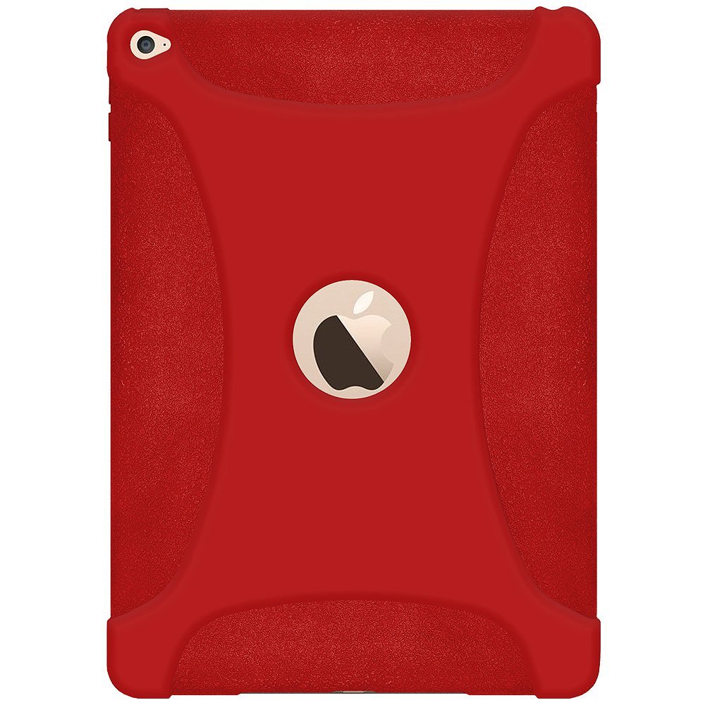 Amzer Silicone Jelly Skin Case for iPad Air 2 - Soft Flexible Protective Cover, Shockproof & Anti-Slip (Red) - Perfect for Home, Office & Travel Use - Model AMZ97445