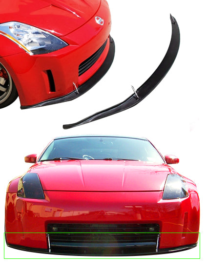2003-2005 Nissan 350Z Z33 Front Bumper Lip Spoiler Splitter - Compatible with OEM Fascia (Part #1035011SP) - Enhance Sporty Look for Street Racing & Car Shows