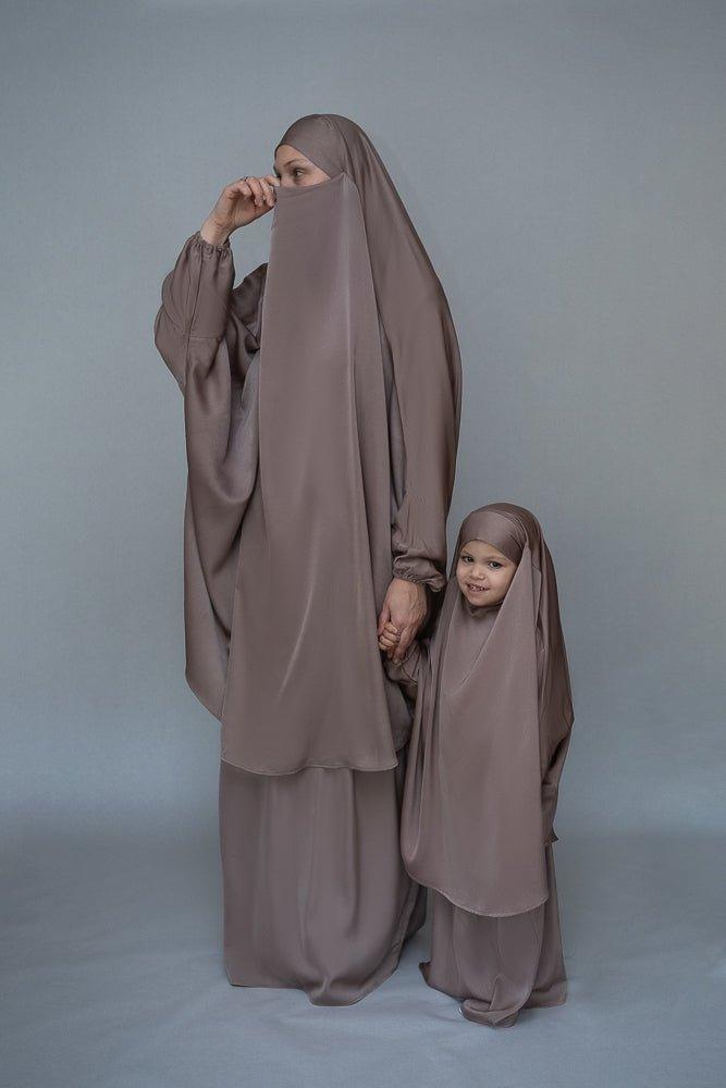 Light Khaki Magaan Adult Prayer Gown - Modest Muslim Women's Islamic Dress for Prayer & Daily Wear | Mommy and Me Prayer Khimar Collection | Perfect for Mosque, Home Worship & Special Occasions