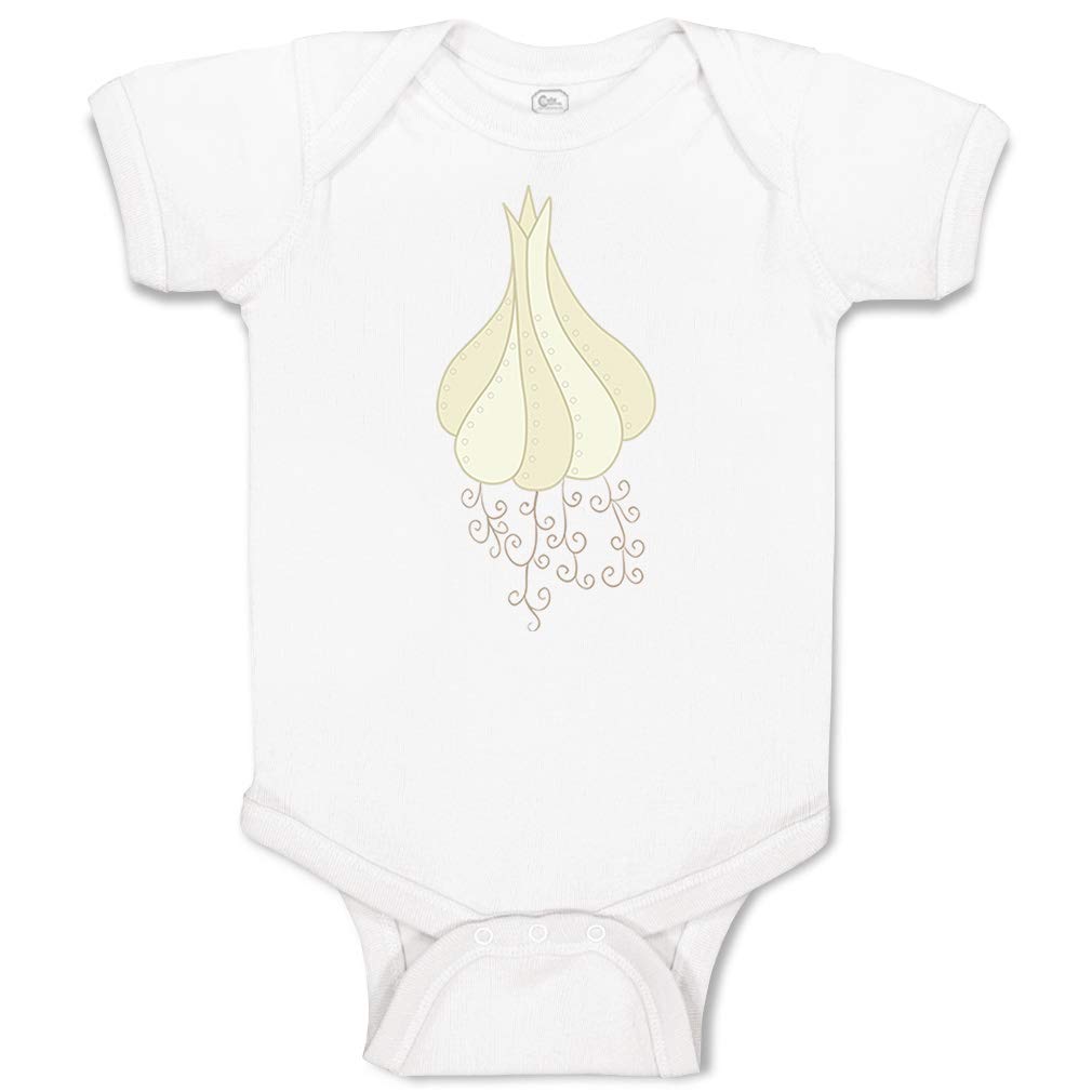Custom Baby Bodysuit with Garlic & Vegetables Print - Funny Cotton Onesie for Boys & Girls | Perfect for Playdates, Photo Shoots & Everyday Wear
