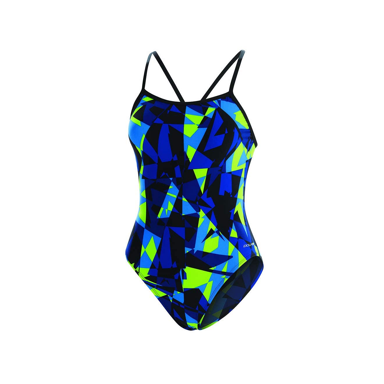 Dolfin Graphlite Dynamite V Back Competition Swimsuit - High Performance Training & Racing Swimwear for Women - Blue/Green Color - Perfect for Pool, Lap Swimming & Swim Meets