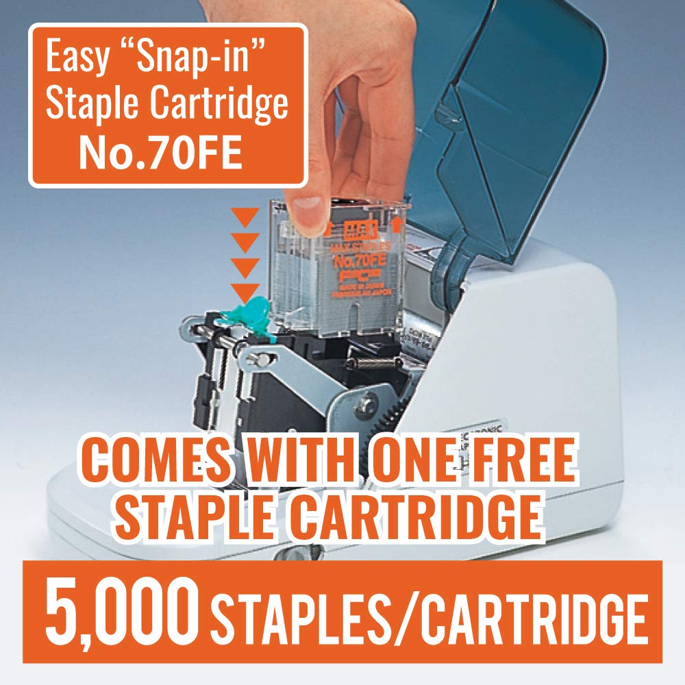 Max Quiet Desk Stapler (EH70F) - Heavy Duty Low Noise Stapler for Office, School & Home Use - Perfect for Paperwork, Documents & Crafting Projects
