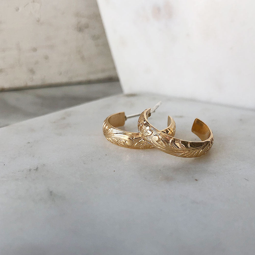 Floral Hoop Earrings for Women - Elegant Gold Plated Flower Design Dangle Earrings - Perfect for Weddings, Parties & Everyday Wear