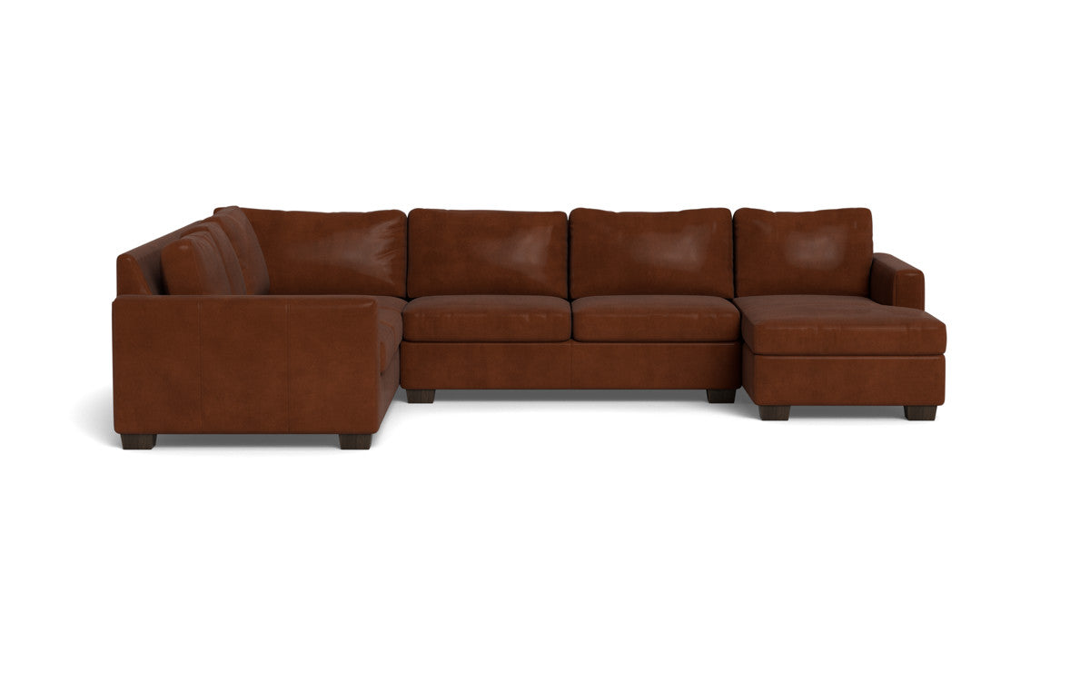 Track 141 Genuine Leather Corner Sectional Sofa with Full Sleeper & Right Chaise - Modern Living Room Furniture for Home Theater & Family Gatherings