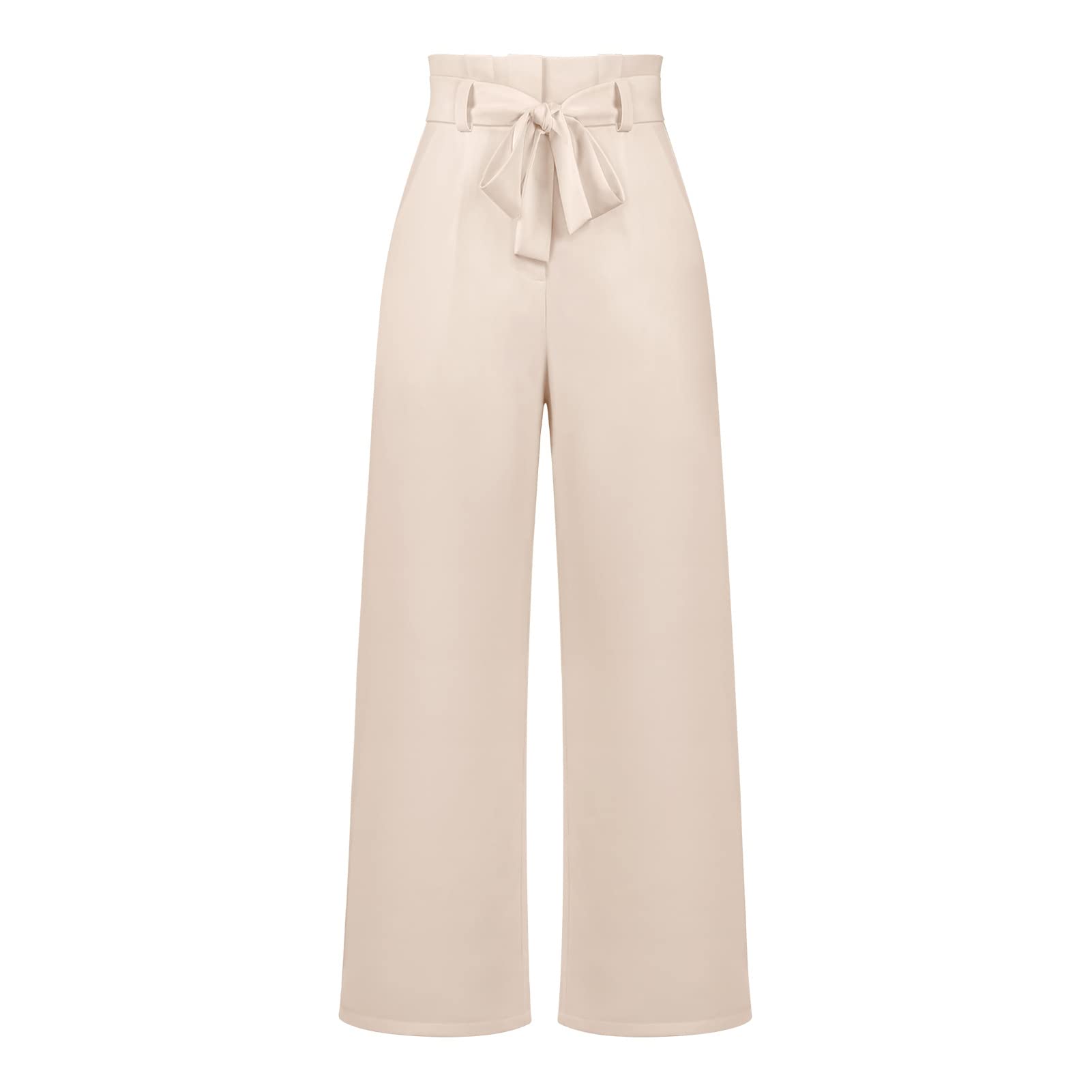 Women's High Waisted Wide Leg Pants - Stretch Elastic Back Waistband Business Office Work Trousers - Long Straight Leg Suit Pants for Professional Women | Perfect for Office, Meetings & Formal Occasions