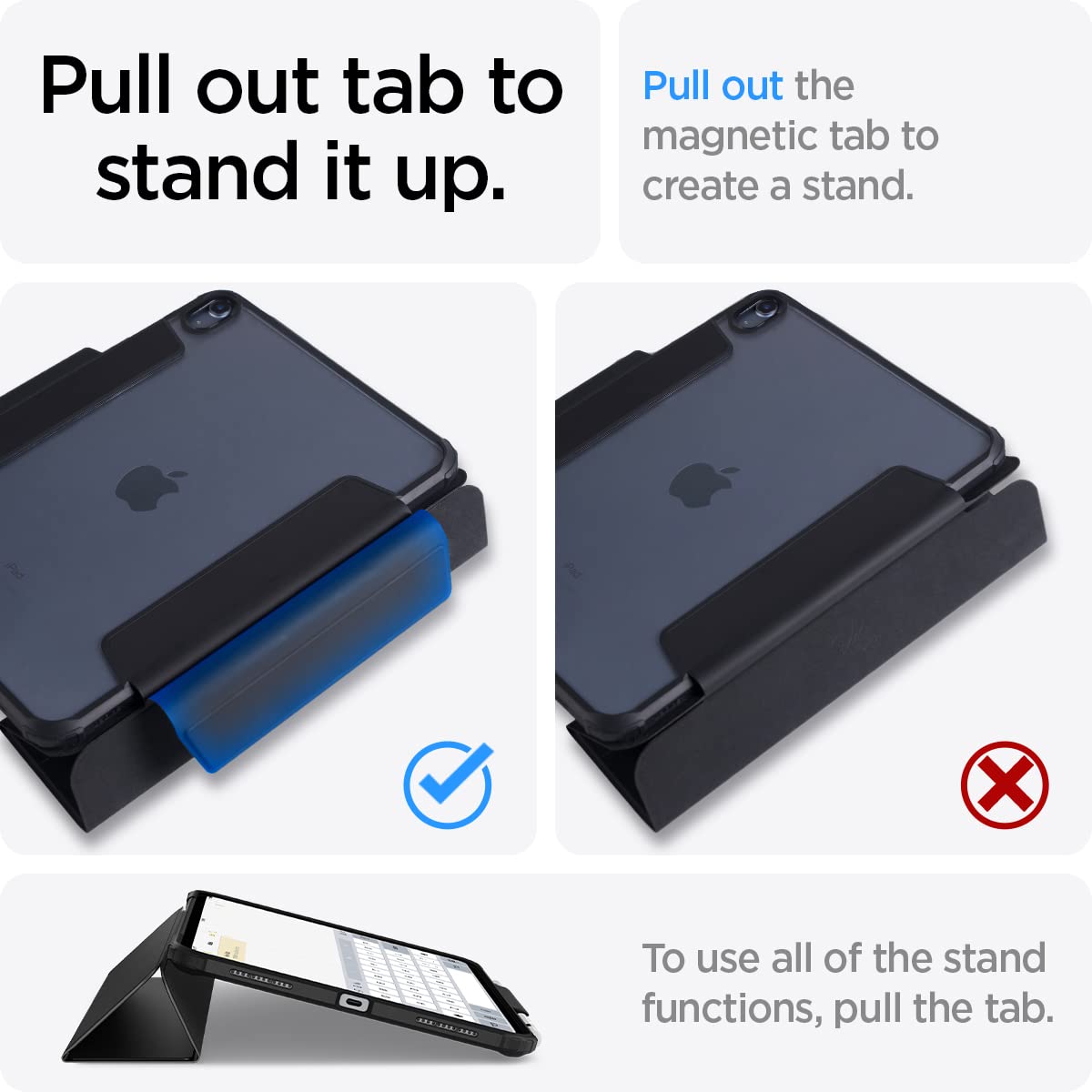 Spigen Ultra Hybrid Pro Tri-Fold Case for iPad Air 11-inch (M3/M2 2025-2024) & 10.9-inch 5th/4th Gen (2022/2020) - Clear Transparent Back with Apple Pencil Holder - Lavender | Perfect for Work, School & Travel Protection