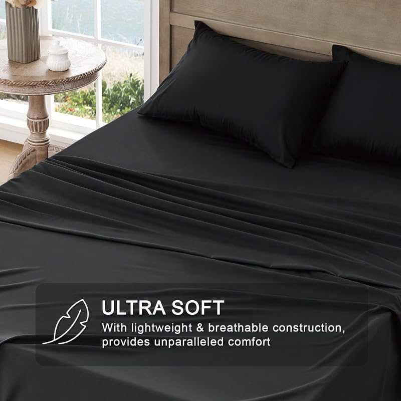 FreshCulture Queen Sheet Set - Ultra Soft Brushed Microfiber Bed Sheets for Queen Size Bed - Deep Pocket 16-18