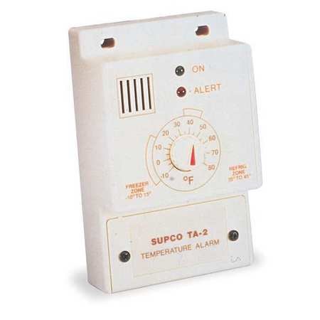 Supco TA-2F-110 Surface-Mount Refrigeration Alarm with -10°F to 80°F Temperature Range | 110V AC Commercial Freezer & Walk-In Cooler Monitoring System for Food Safety Compliance