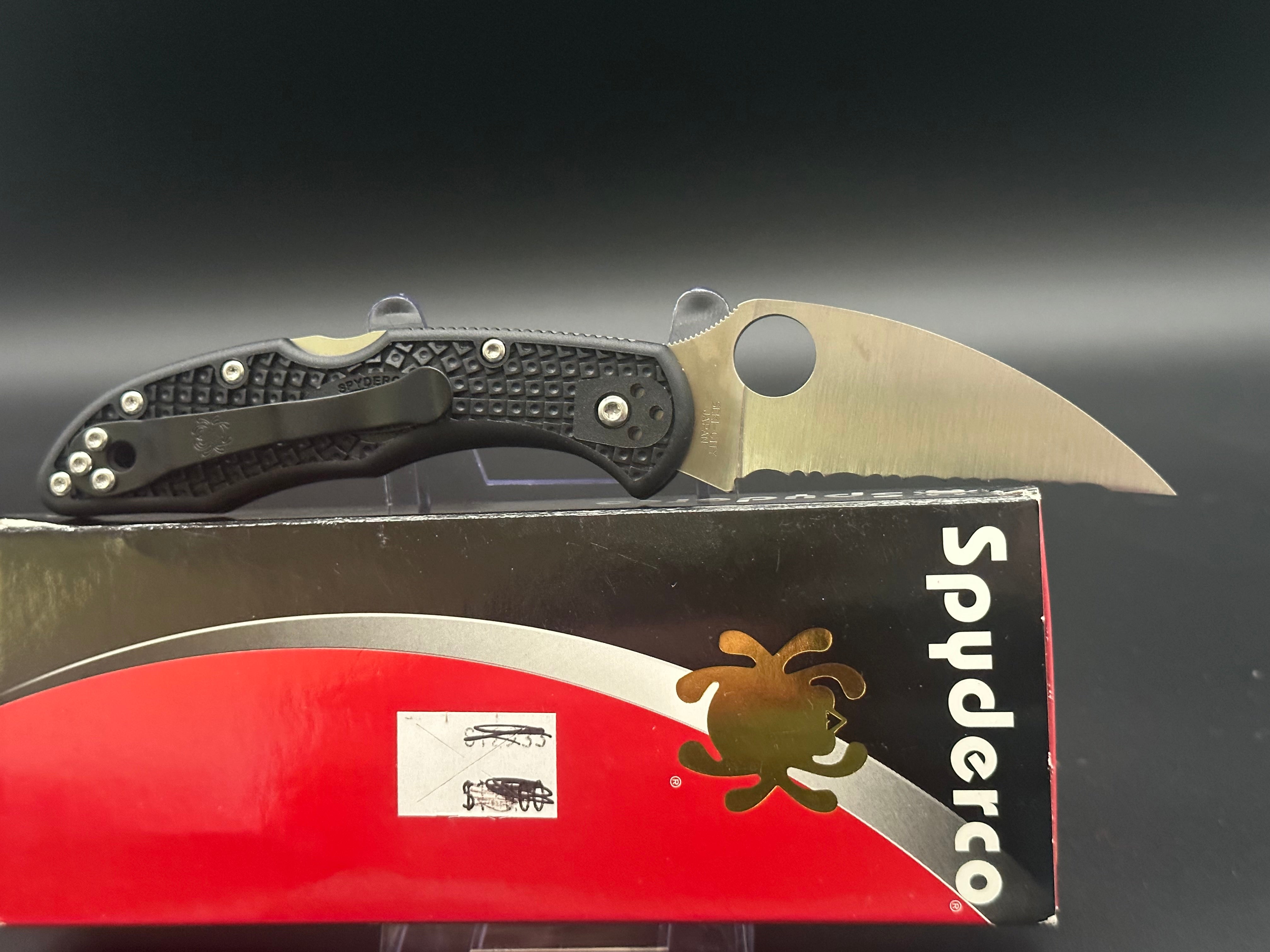 Spyderco Delica Wharncliffe Folding Knife - Black FRN Handle - EDC Pocket Knife for Outdoor, Camping & Everyday Carry