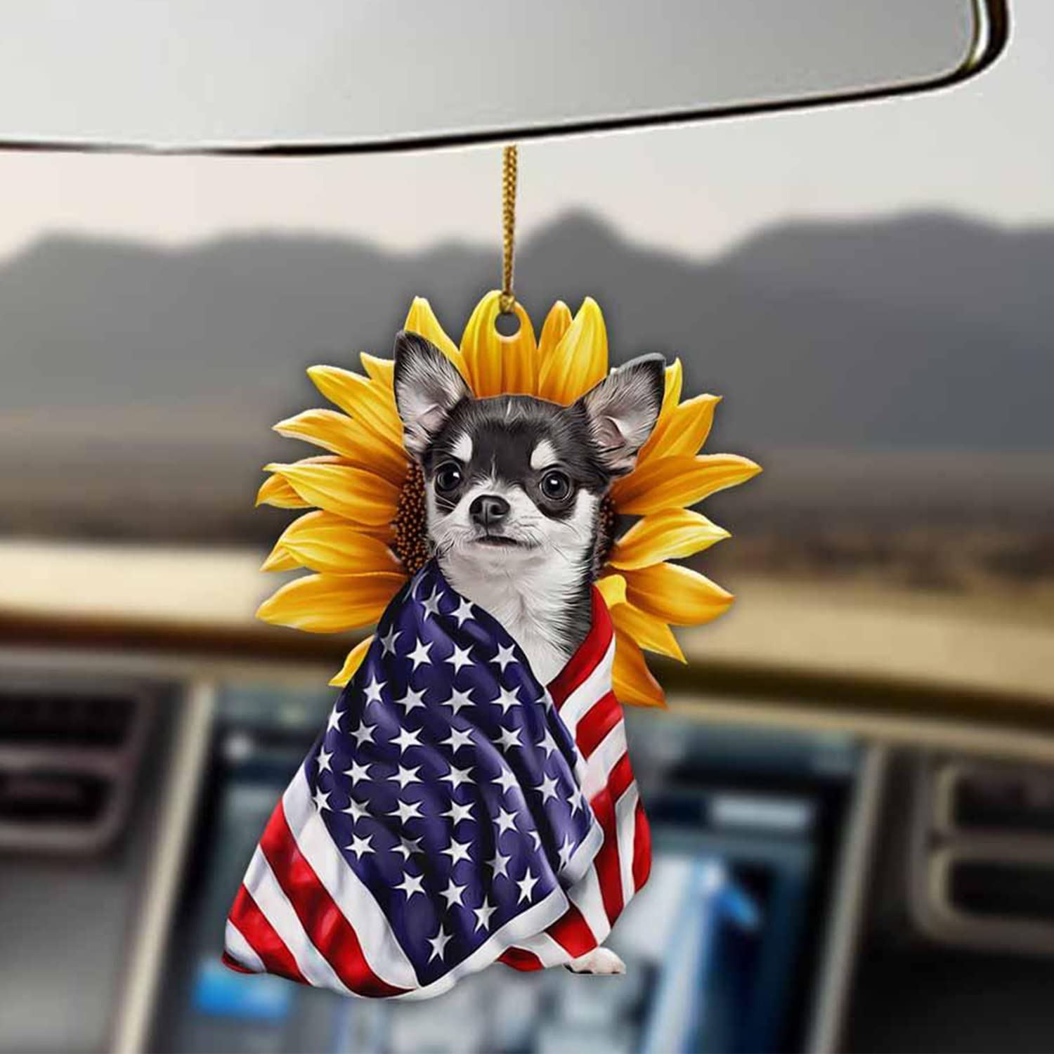 Chihuahua Christmas Ornaments - Patriotic American Flag Tree Decorations, 10-Pack Mica Plastic Hanging Ornaments Gift Set for Holiday Decor | Perfect for Christmas Trees, Home Decor, and Festive Party Decorations