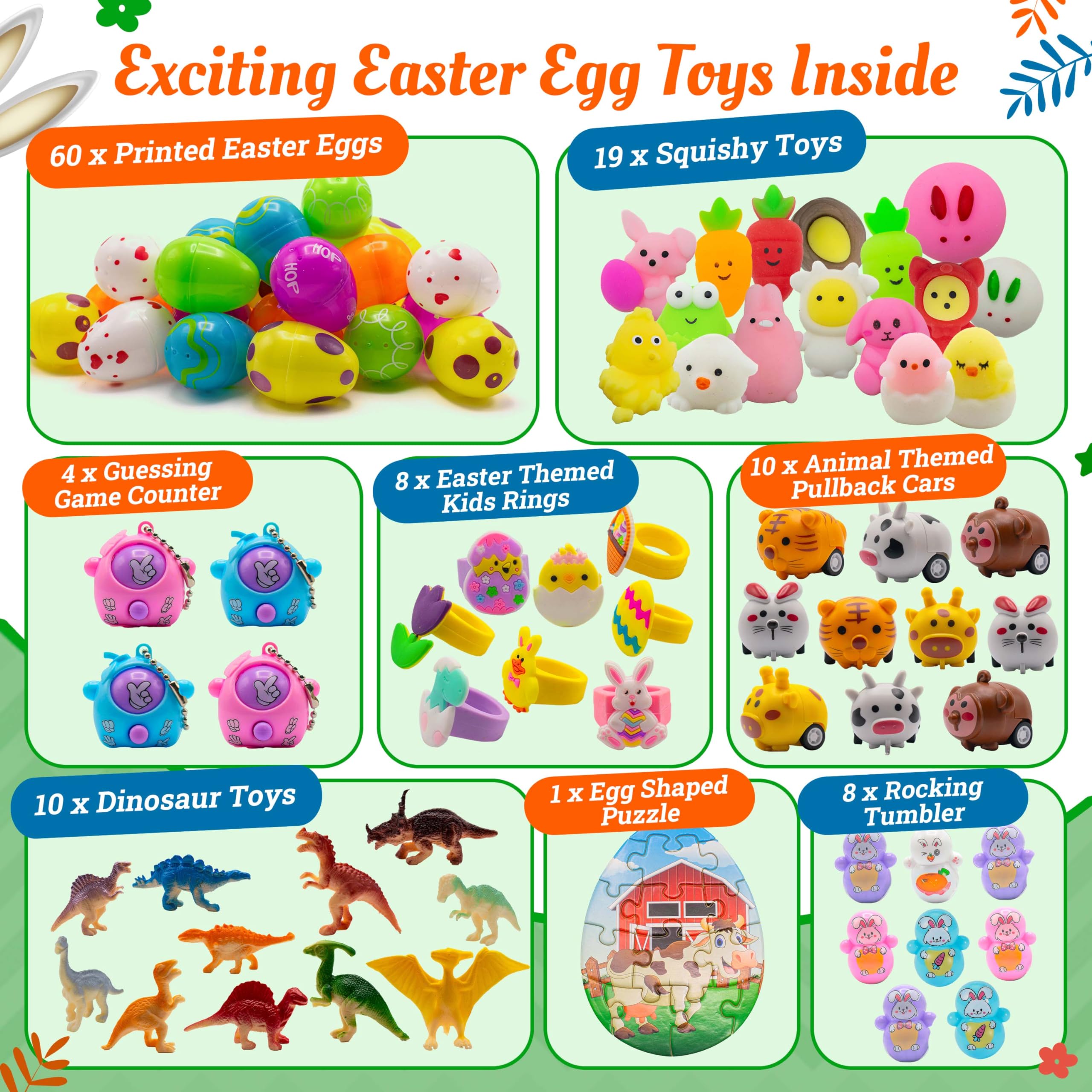60 Pcs Prefilled Easter Eggs with Assorted Toys & Stickers - Easter Egg Hunt Party Favors for Kids, Boys & Girls - Perfect for Easter Baskets, Classroom Rewards, Birthday Party Goodie Bags & Spring Celebrations