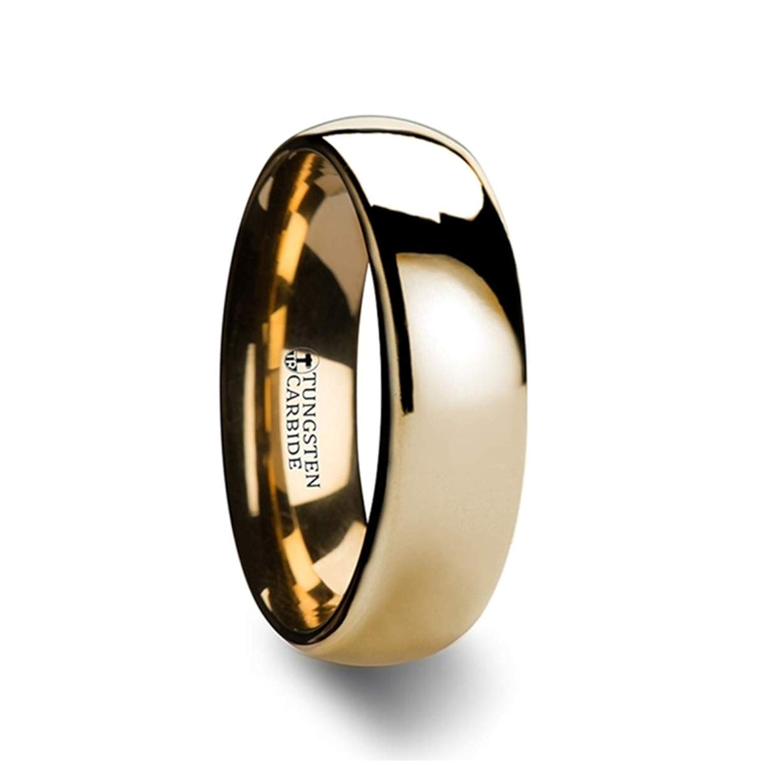 Premium Tungsten Wedding Rings for Men - Comfort Fit, Custom Engraved Gold Tungsten Carbide Band (10mm) - Durable & Scratch Resistant for Everyday Wear, Anniversary Gifts & Special Occasions