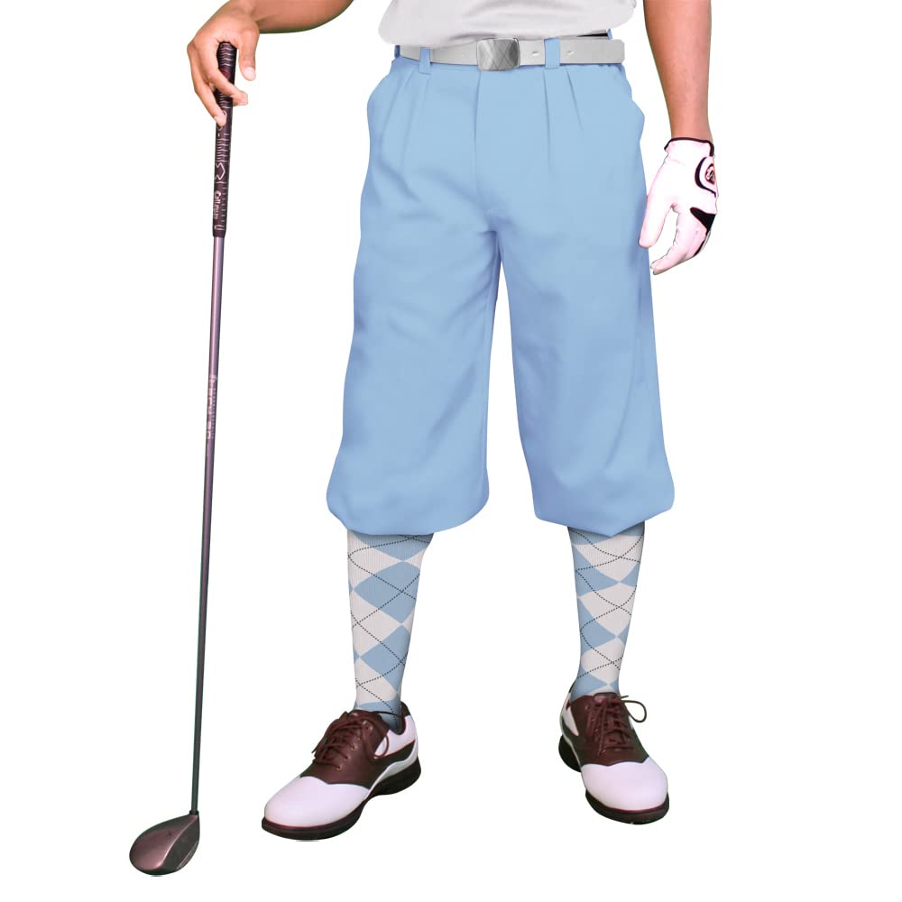 Men's Light Blue Golf Knickers - Microfiber Plus Fours for Golfing Comfort