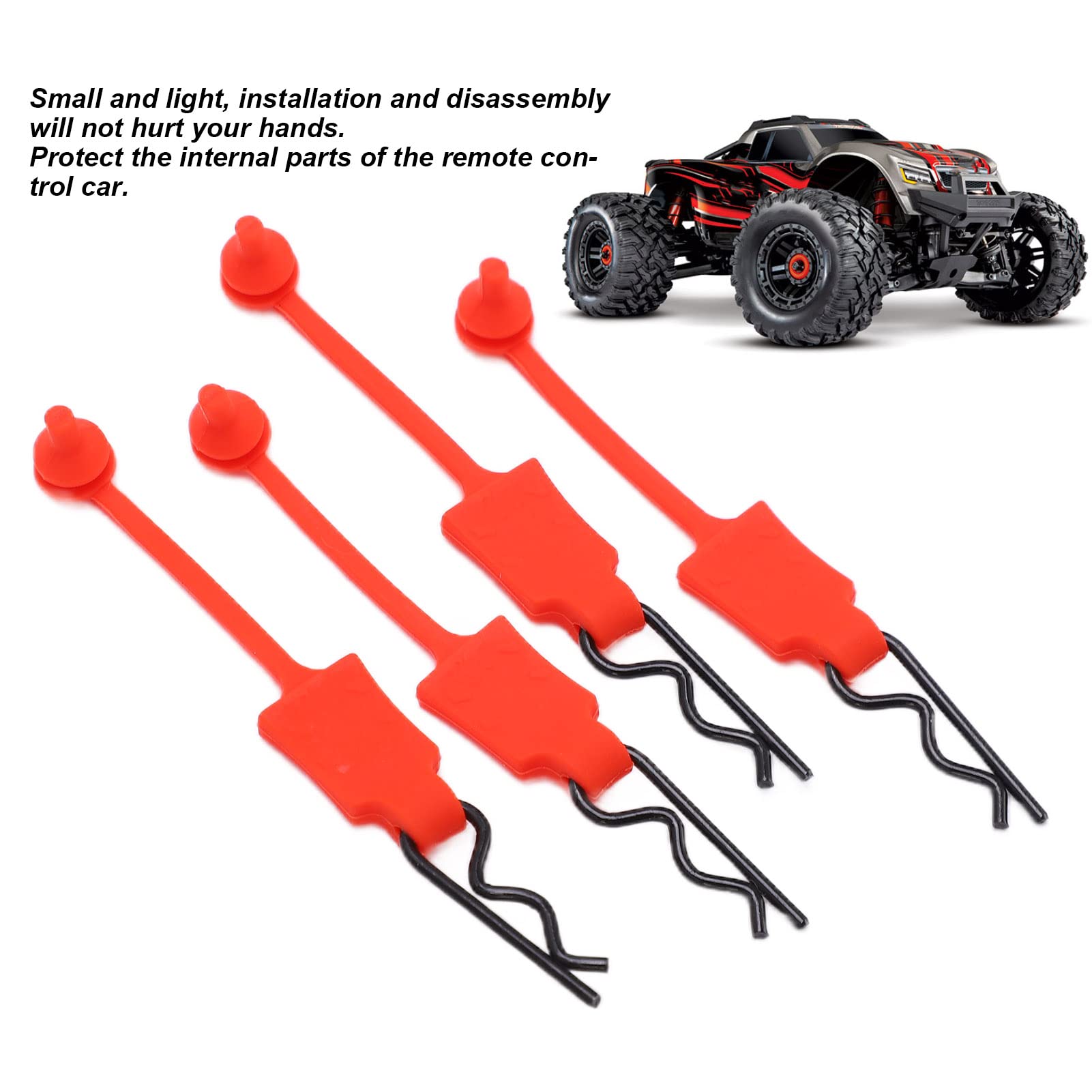 4PCS 1/10 Scale RC Car Body Clips - Durable Shell Bolt Pins for ARRMA, Axial SCX10, Redcat GEN8 RC Models (Red) - Perfect for Off-Road Racing & Crawler Vehicle Body Securing