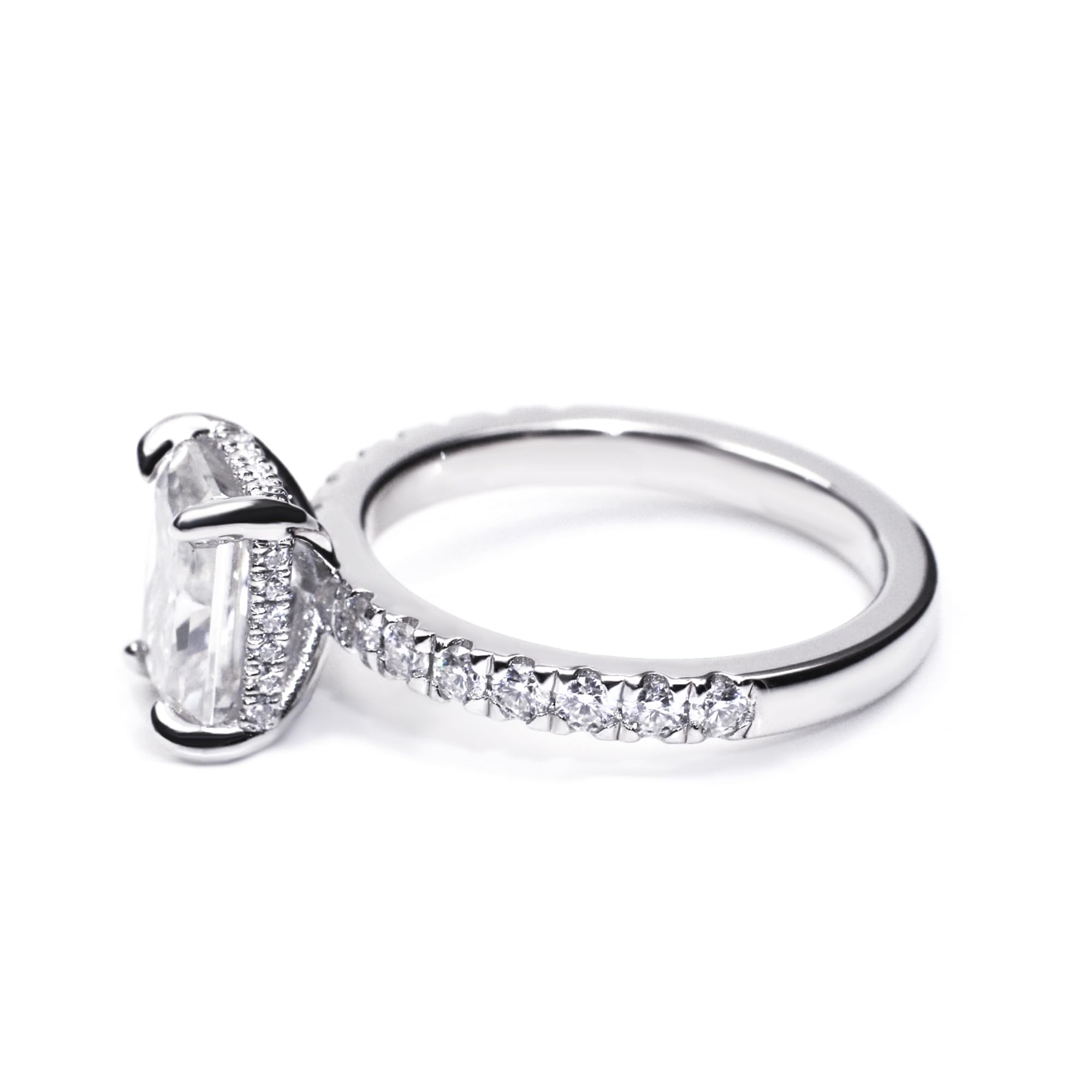 3.0ct Moissanite Engagement Ring for Women - Sterling Silver GHI VVS Square Radiant Cut Wedding Ring - Proposal, Anniversary, Valentine's Day Gift - Perfect for Bridal, Party & Special Occasions