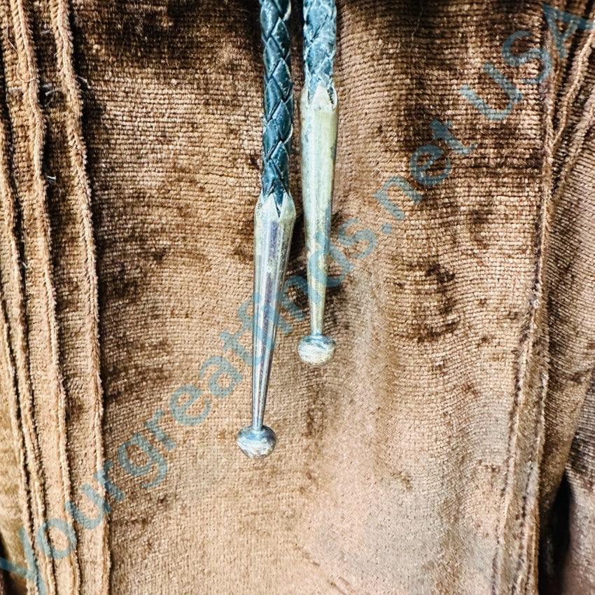 Vintage Hopi Sterling Silver Leather Bolo Tie by Bernard Dawahoya - Handcrafted Native American Jewelry for Men - Perfect for Western Wear, Cowboy Outfits & Special Occasions