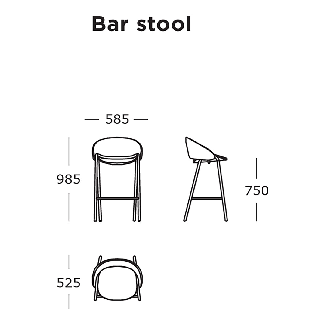 Modern Folium Bar Stool - Adjustable Height Kitchen Island Stool with Backrest, Comfortable Counter Stool for Dining Room, Bar & Home Decor