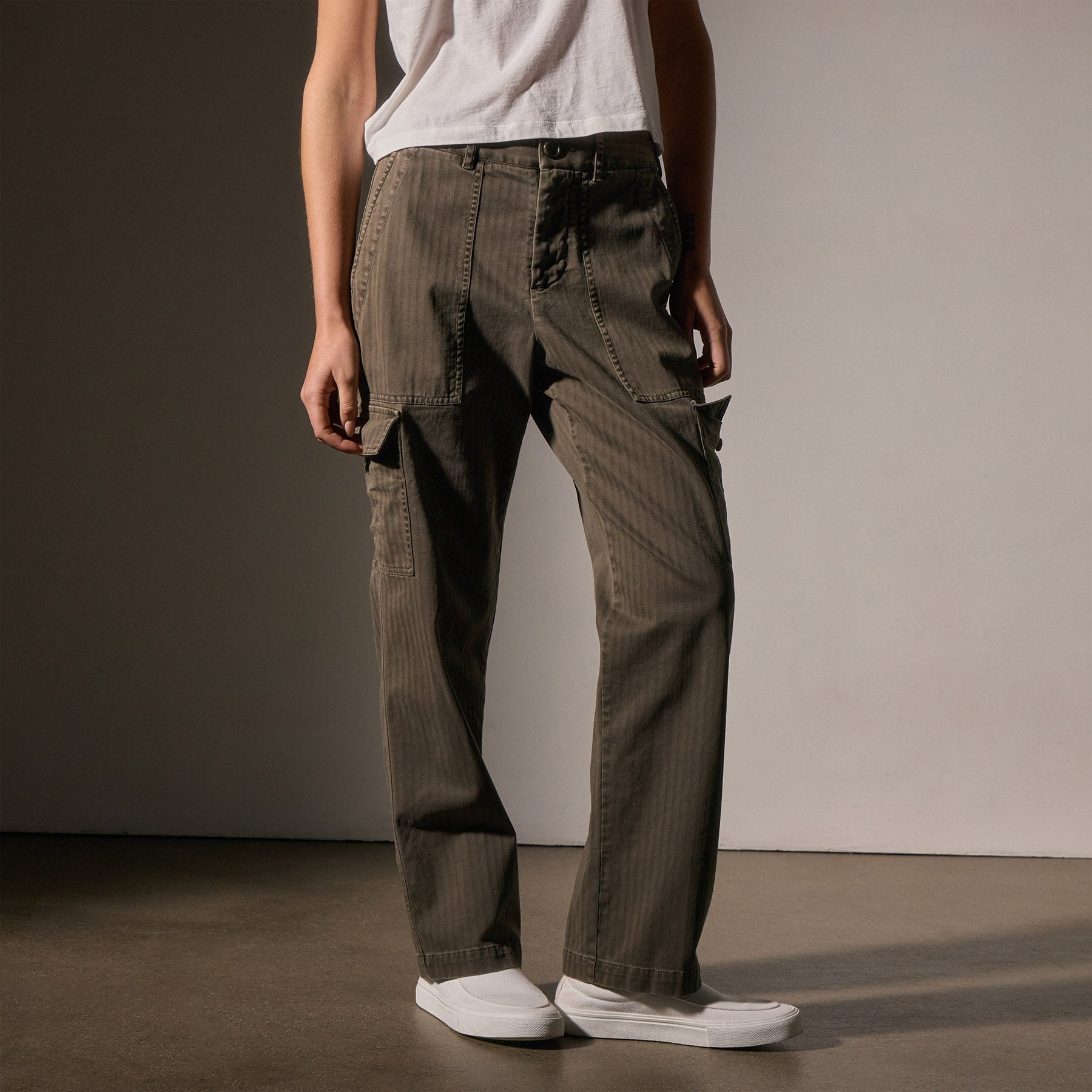 Herringbone Utility Pants for Men - Army Green Pigment Dye Workwear | Durable & Comfortable for Outdoor, Hiking & Casual Wear
