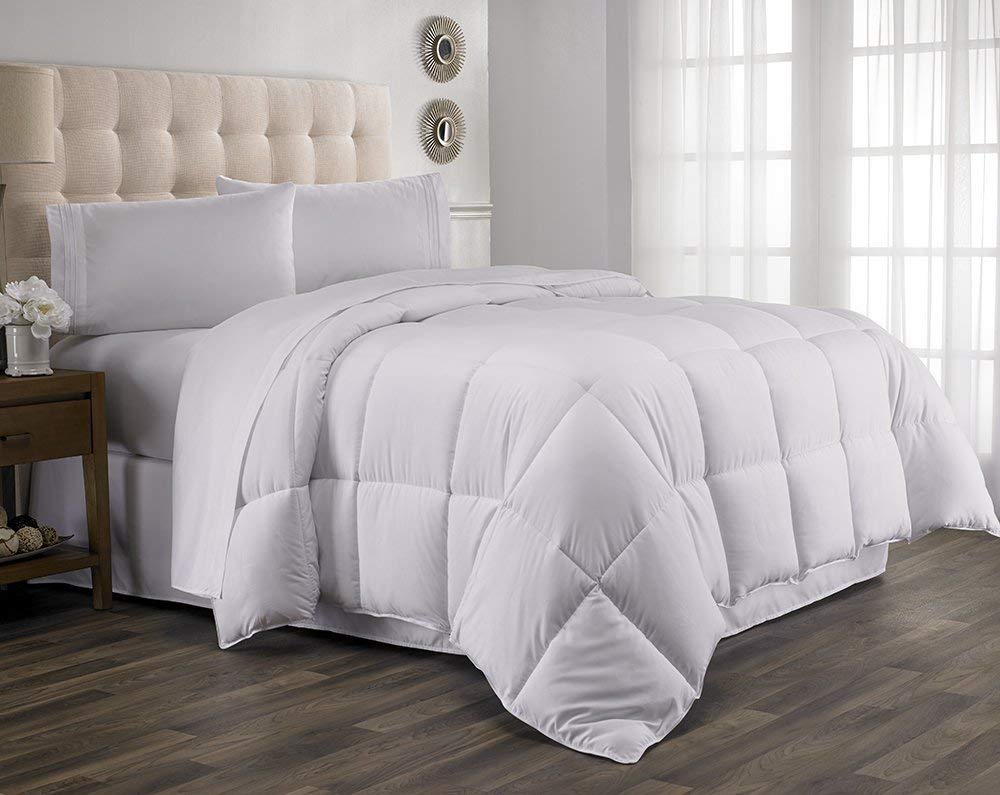 Premium 600 Thread Count Egyptian Cotton Queen Size Down Alternative Comforter - Hypoallergenic, Breathable & Soft for All-Season Comfort - Perfect for Bedroom, Guest Room & Hotel Use