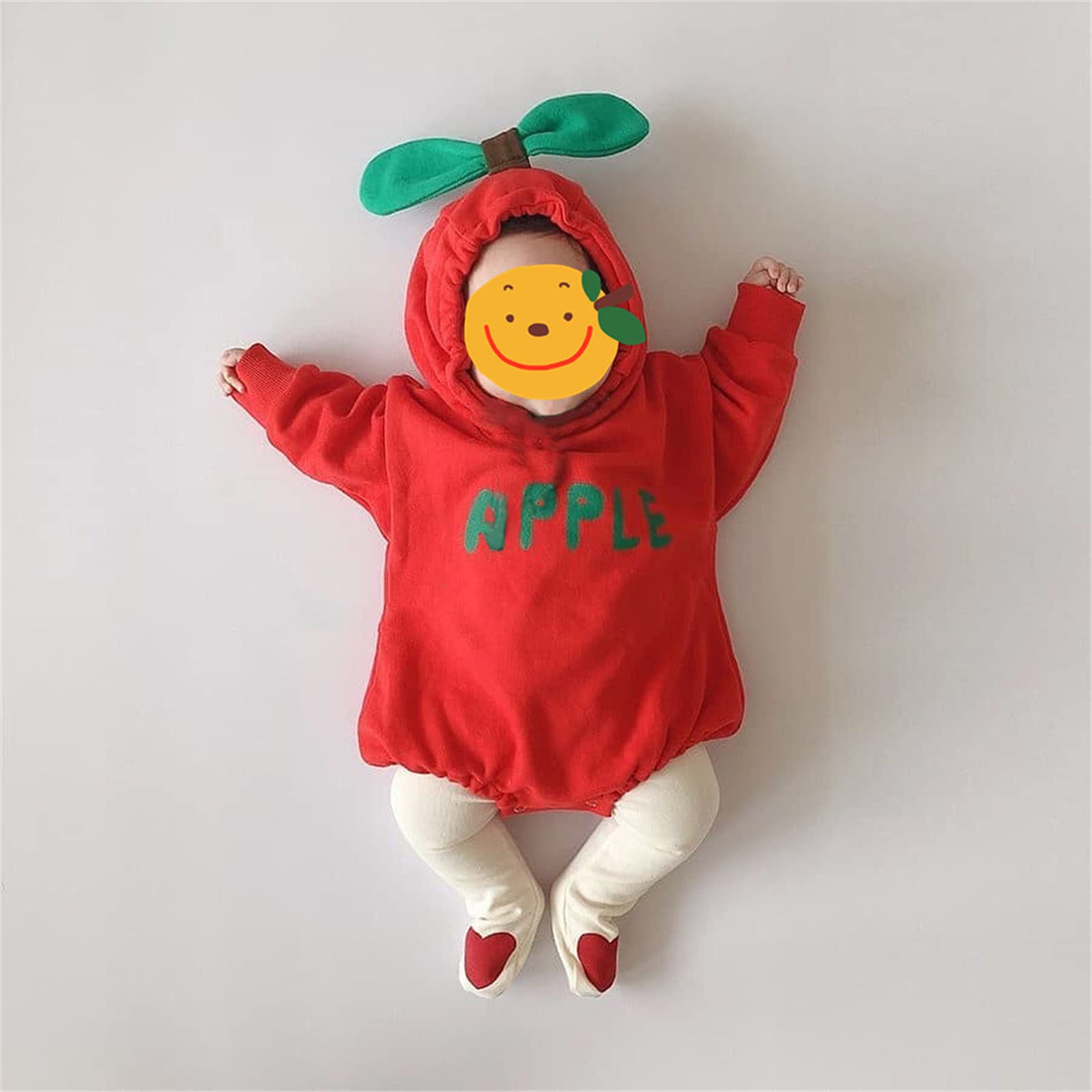 Adorable Baby Girl Jumpsuit - Cute Letter Print Long Sleeve Hooded Romper for Newborns | Fall & Winter Warm Bodysuit with Fruit Design | Perfect for Family Photos, Playdates & Holiday Outfits