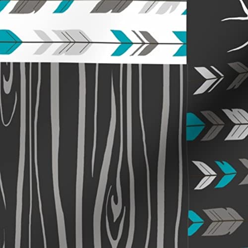 Premium Spoonflower Upholstery Velvet Fabric - Teal Charcoal Grey Deer Antler Arrows Woodgrain Print - Fat Quarter for Quilting, Home Decor & Apparel | Perfect for DIY Projects, Furniture Upholstery, and Fashion Design