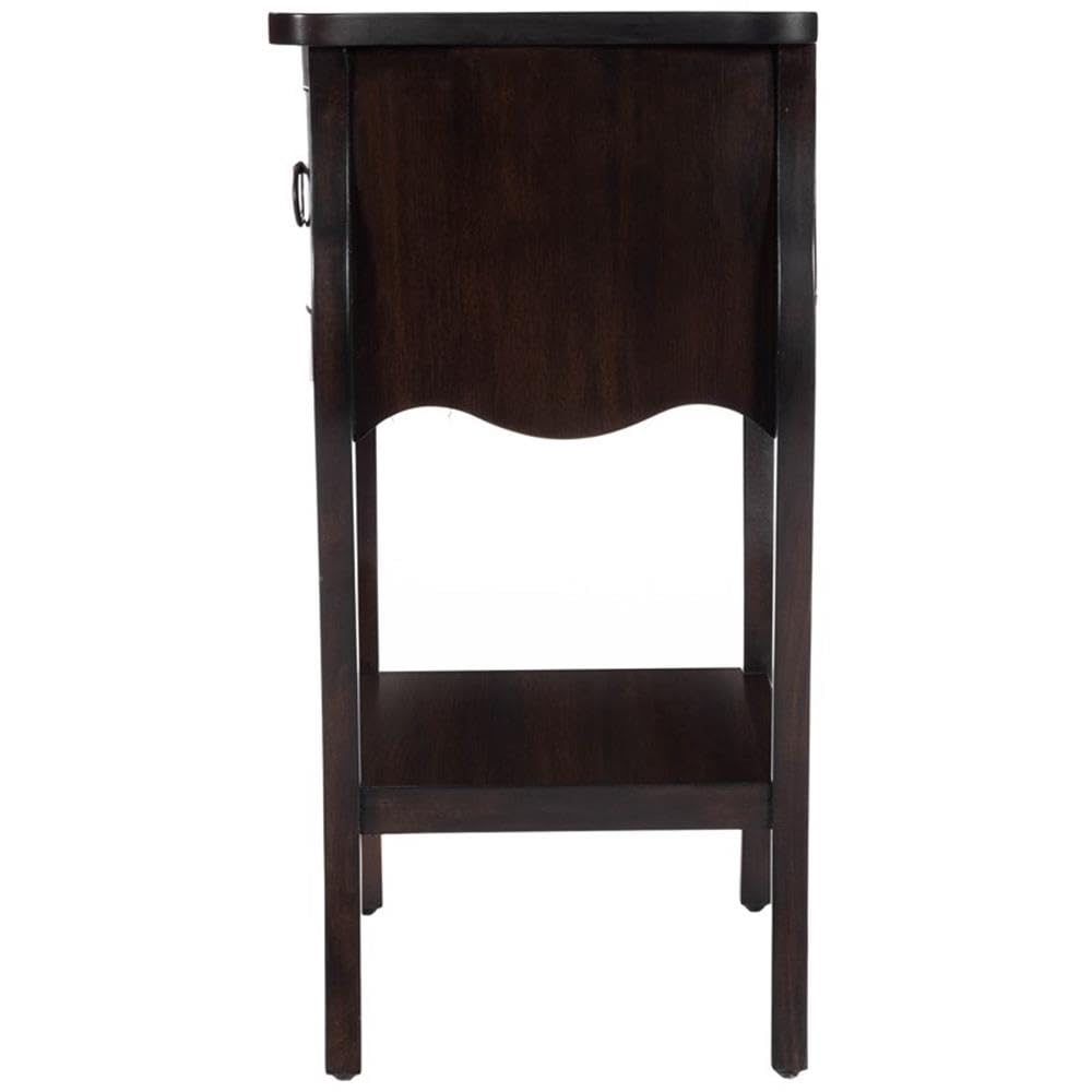 Beaumont Lane Mastercrafted Dark Brown Night Stand - Solid Wood Bedside Table for Bedroom, Living Room & Guest Room