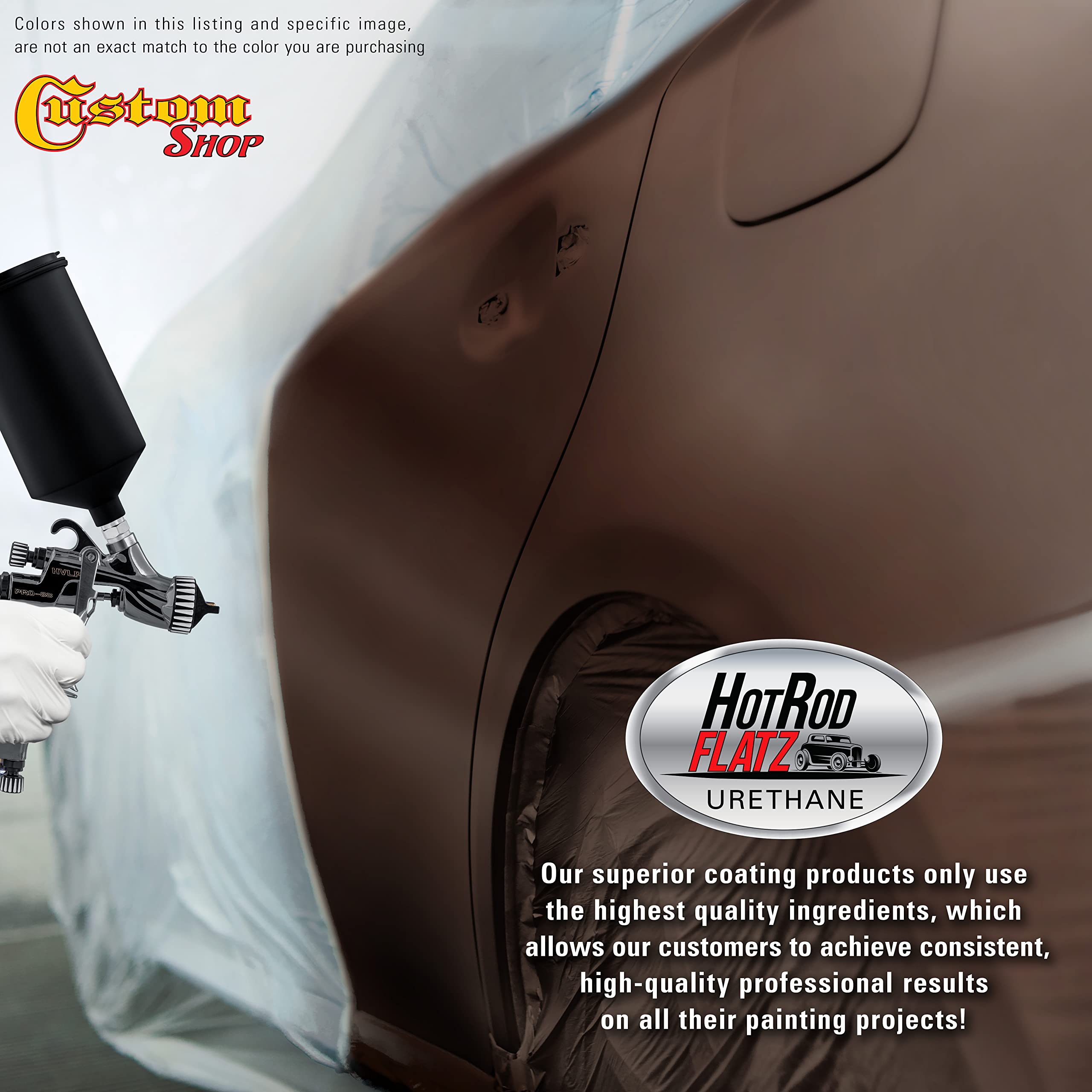 Dark Brown Hot Rod Flatz Flat Matte Satin Urethane Auto Paint Kit - Professional Low Sheen Automotive Coating for Cars & Trucks (4:1 Mix Ratio) - Ideal for Custom Shops, Classic Car Restoration & DIY Vehicle Projects