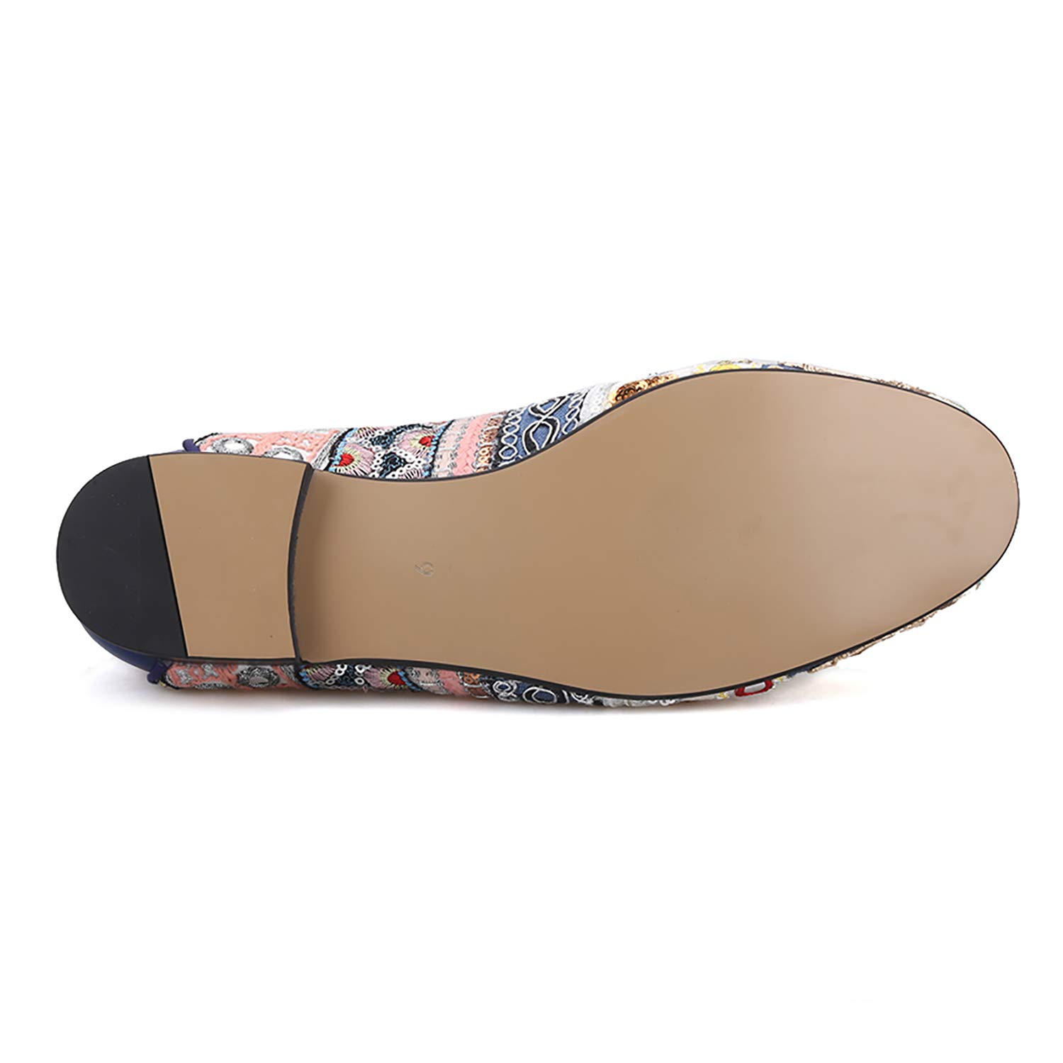 HI&HANN Mixed Color Sequin Men's Loafers - Sheep Leather with Back Stitching - Comfortable Slip-On Shoes for Casual Wear & Home Slippers