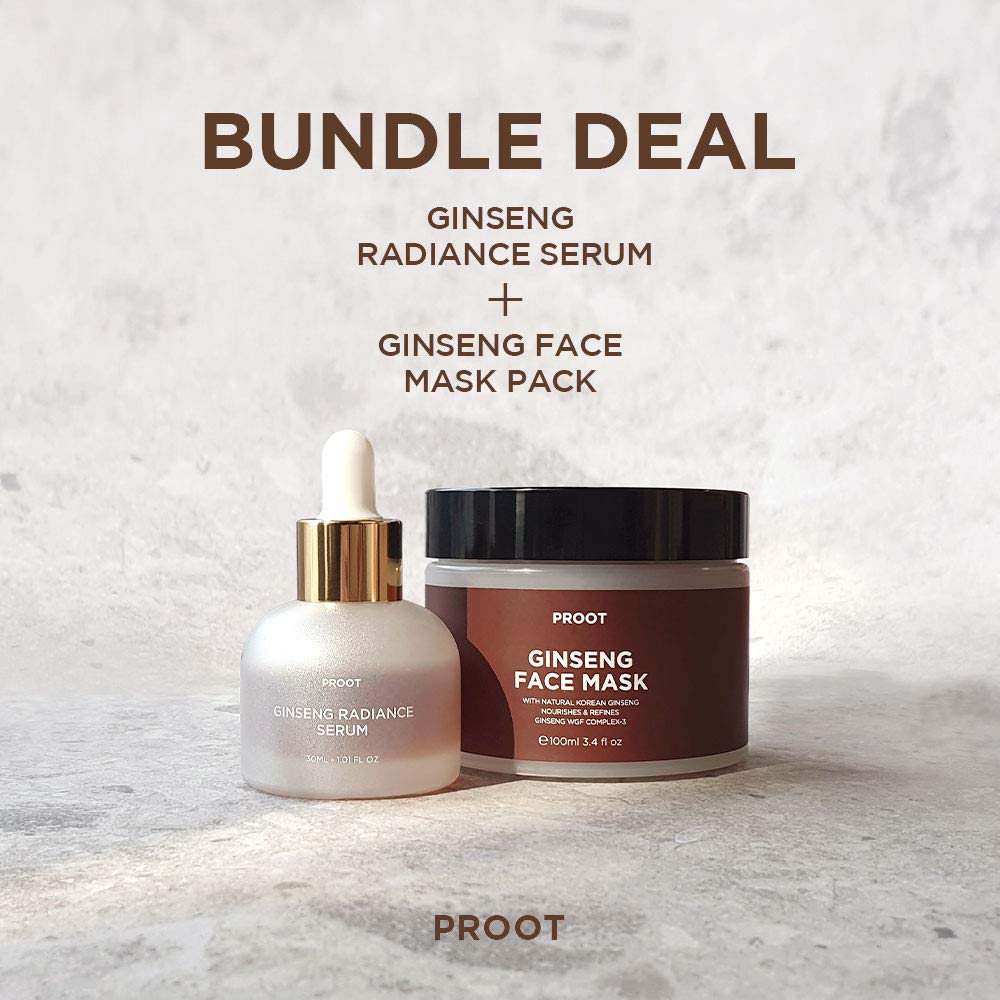 Korean Ginseng Radiance Serum & Face Mask Set - 52% Ginseng Extract Anti-Aging Skincare Bundle for Wrinkles, Fine Lines & Firmness | Hydrating & Brightening Facial Treatment | Cruelty-Free K-Beauty Regimen for Night Routine & Daily Glow Boost