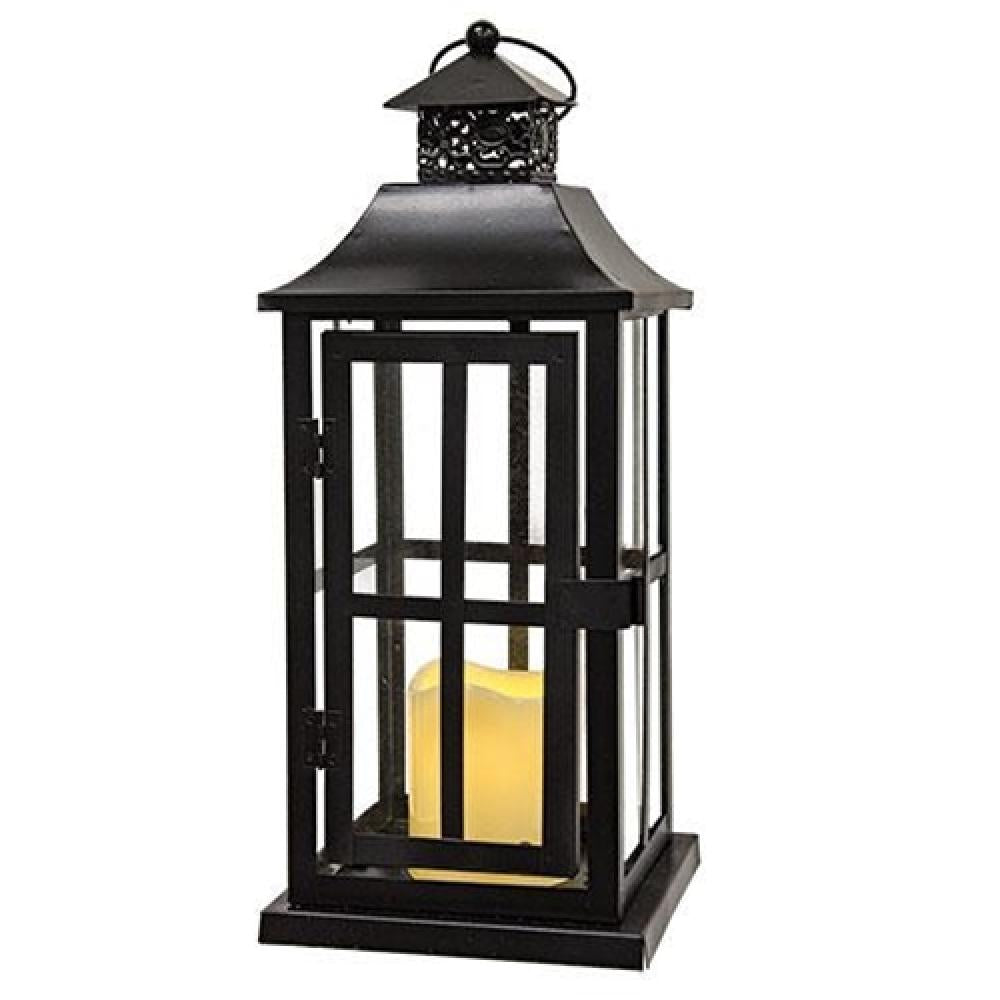 Vintage Iron and Glass LED Lantern - Battery Operated Indoor/Outdoor Decorative Lighting for Patio, Garden, Porch, Camping & Home Decor